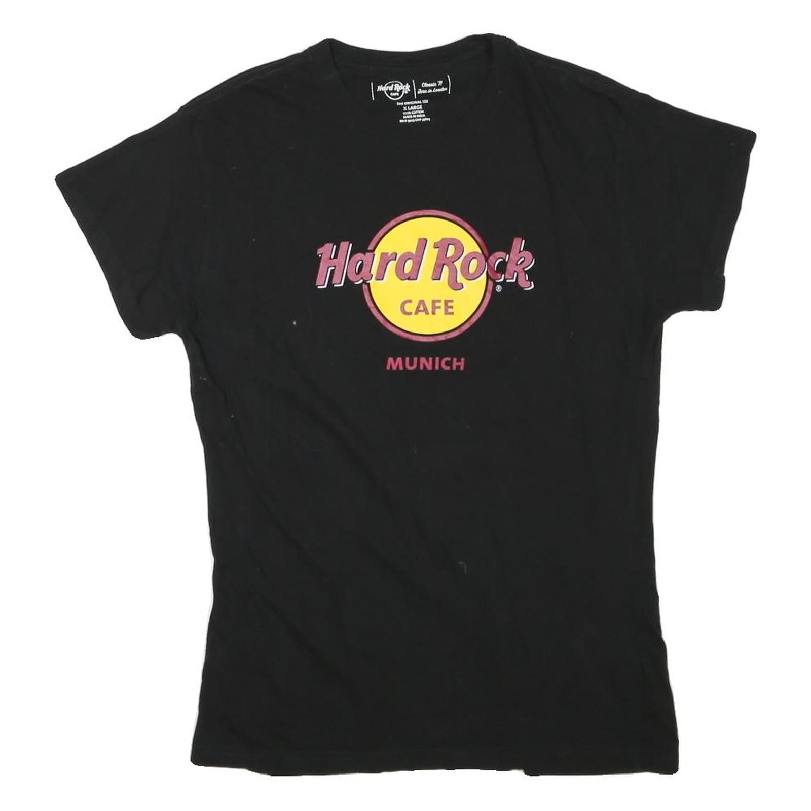 HARD ROCK CAFE Womens Black Munich T-Shirt XL Short Sleeve Crew Neck Cotton Refurbished - N/A refurbished available on Cerqular