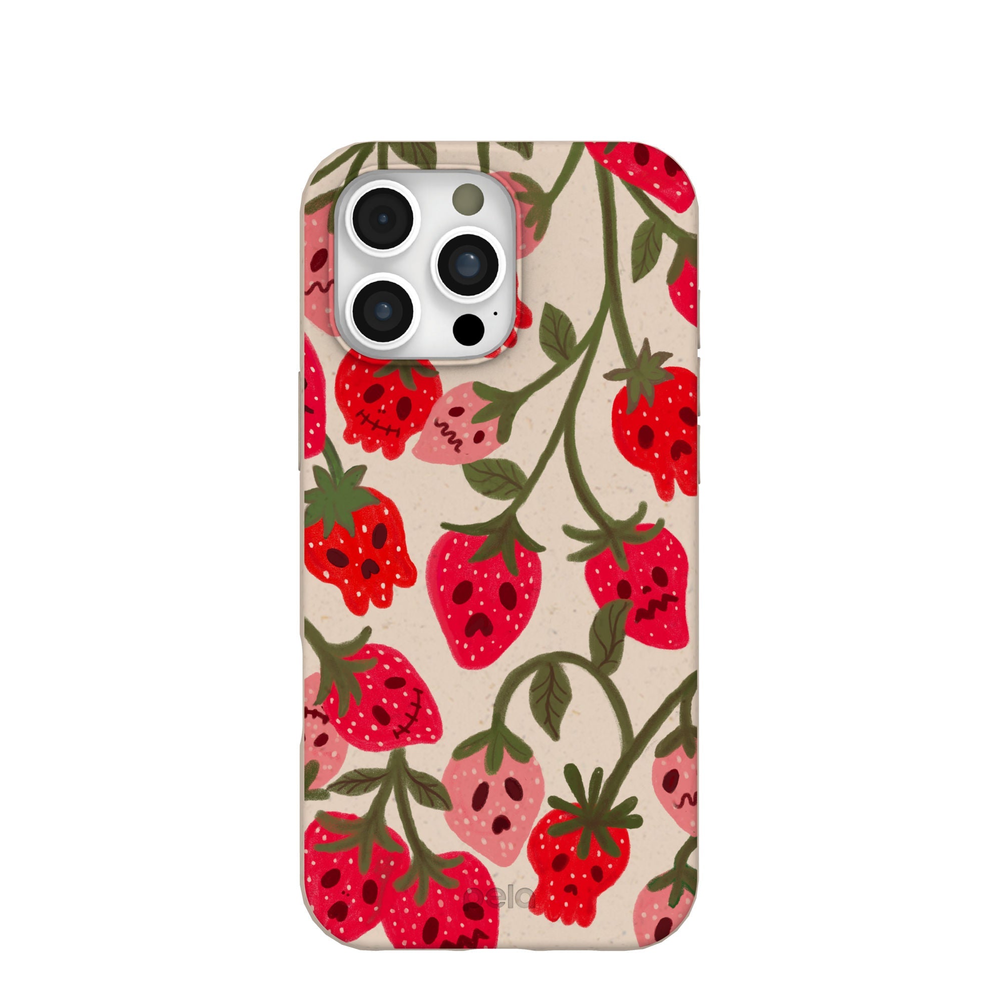 Seashell Strawboories iPhone 16 Pro Max Case Refurbished - Pela Case refurbished available on Cerqular