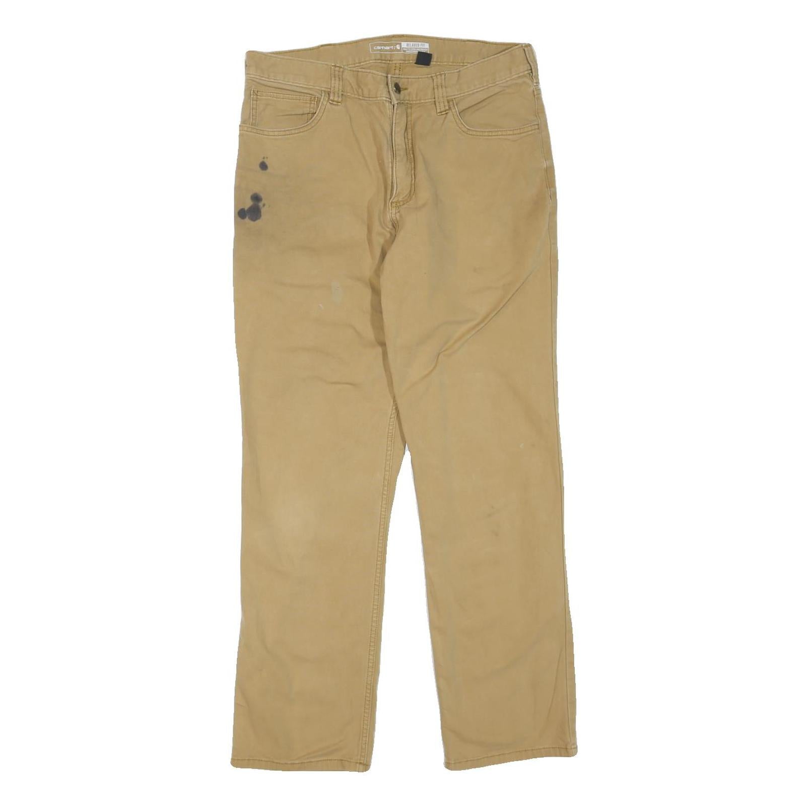 CARHARTT Mens Beige Regular Fit Straight Denim Zip Jeans W33 L32 Workwear Refurbished - N/A refurbished available on Cerqular
