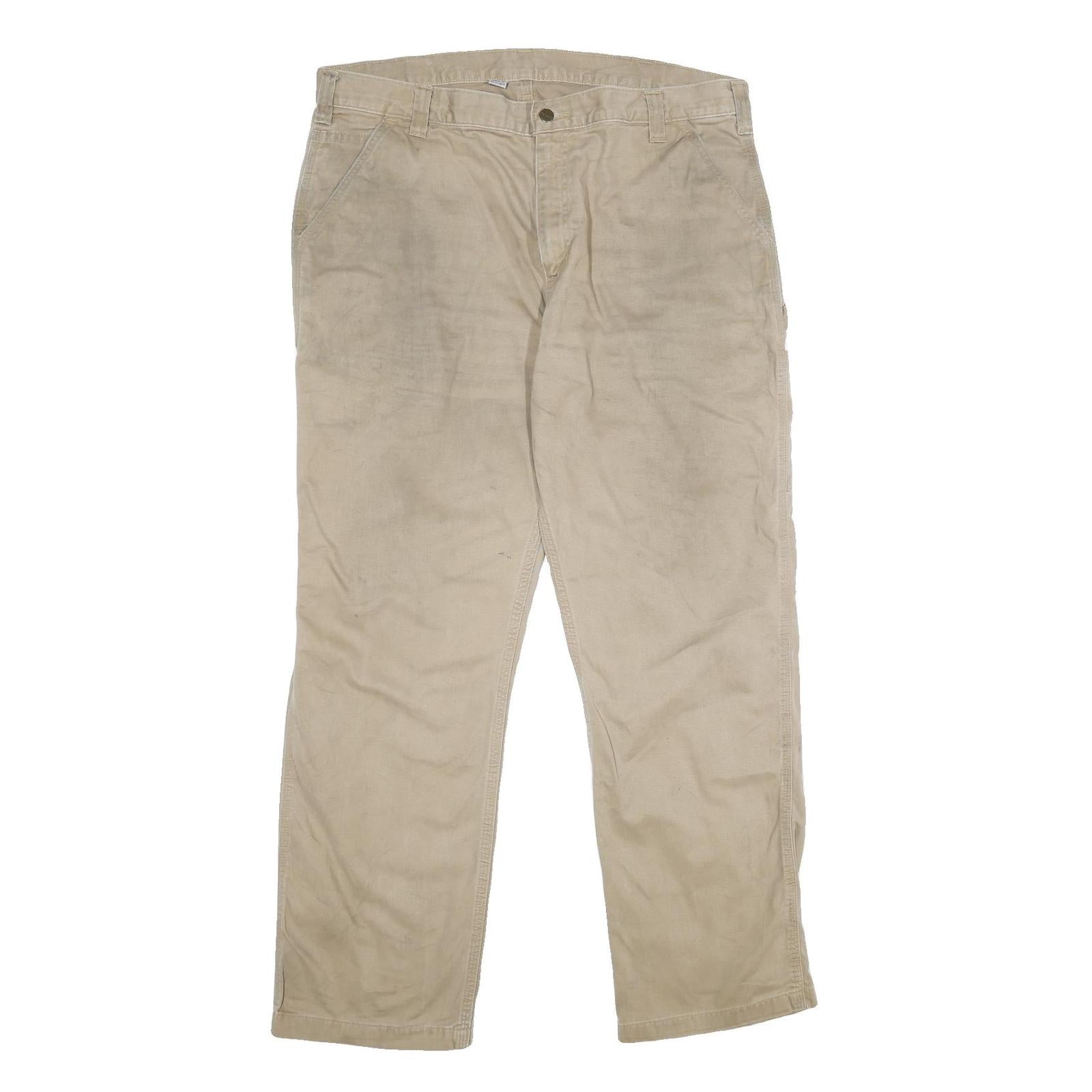 CARHARTT Mens Cotton Relaxed Beige Workwear Trousers W40 L32 Durable Zip Closure Refurbished - N/A refurbished available on Cerqular