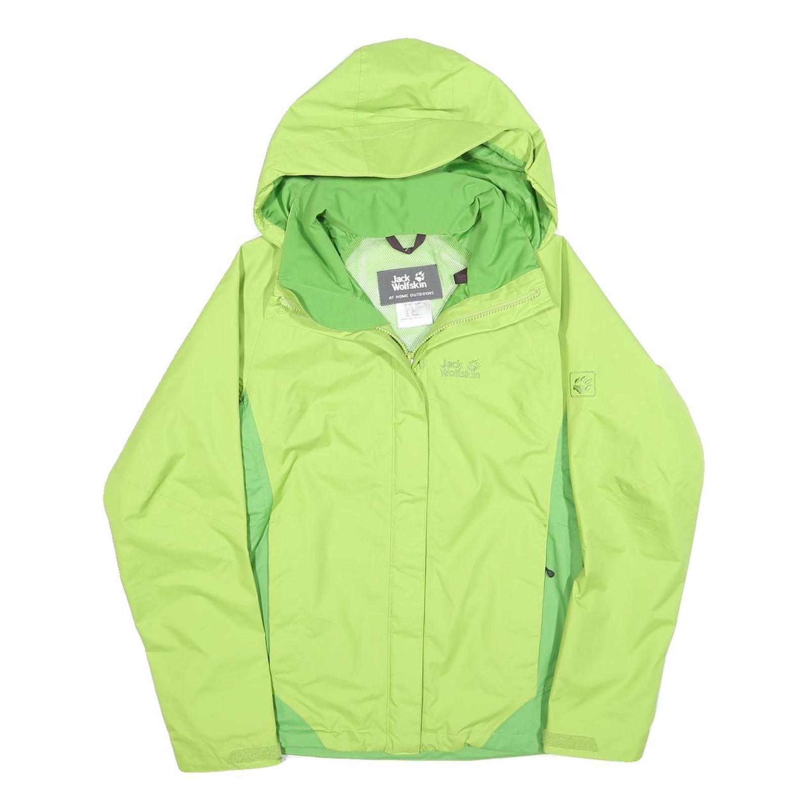 JACK WOLFSKIN Womens Green & Lime Outdoor Jacket UK 8 Polyester Blend Zip Hooded Refurbished - N/A refurbished available on Cerqular
