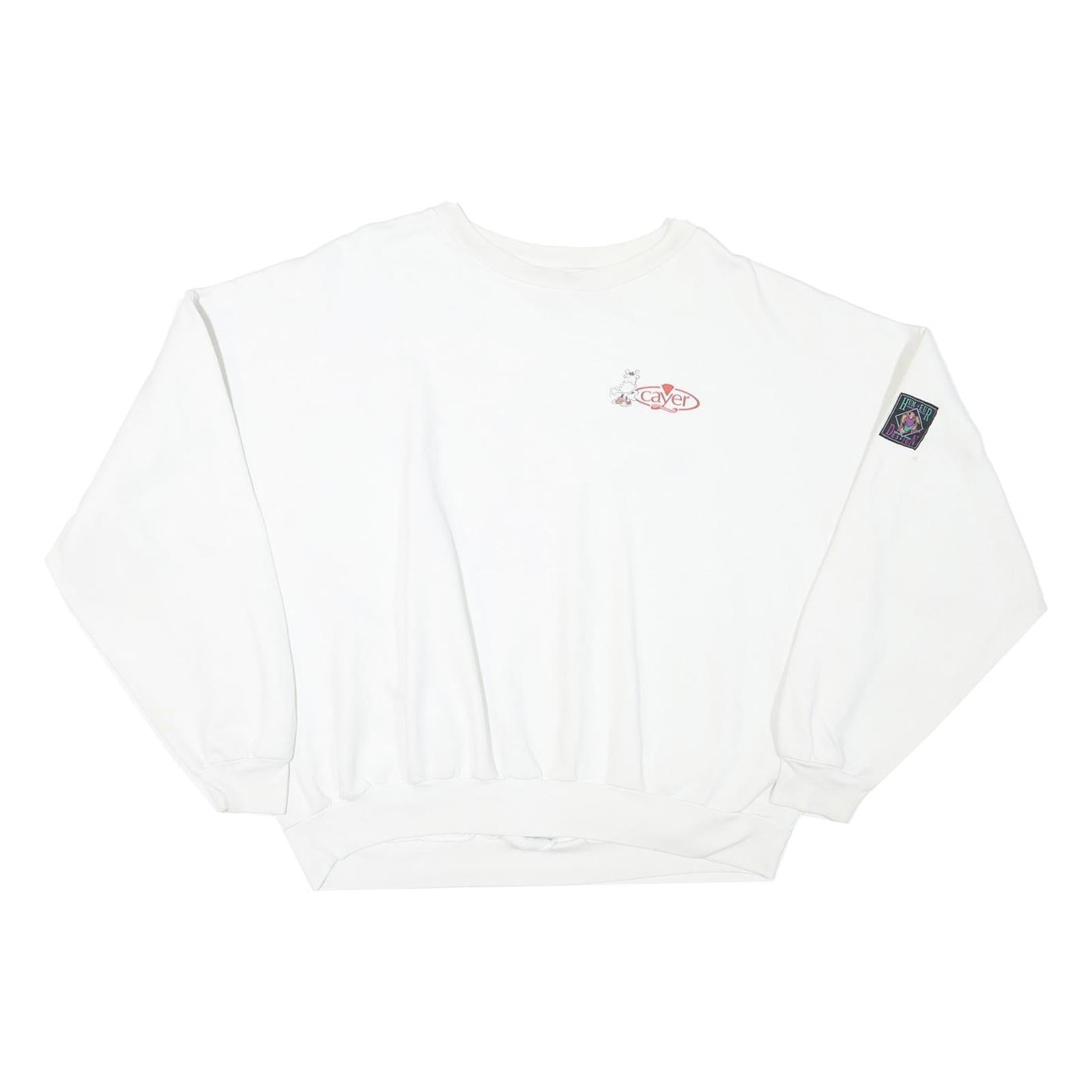 Buy Mens White Sweatshirt Pullover L Cartoon Graphic Print Crew Neck Cotton Blend Refurbished - $23.39 Mens White Sweatshirt Pullover L Cartoon Graphic Print Crew Neck Cotton Blend Refurbished - N/A refurbished available on Cerqular