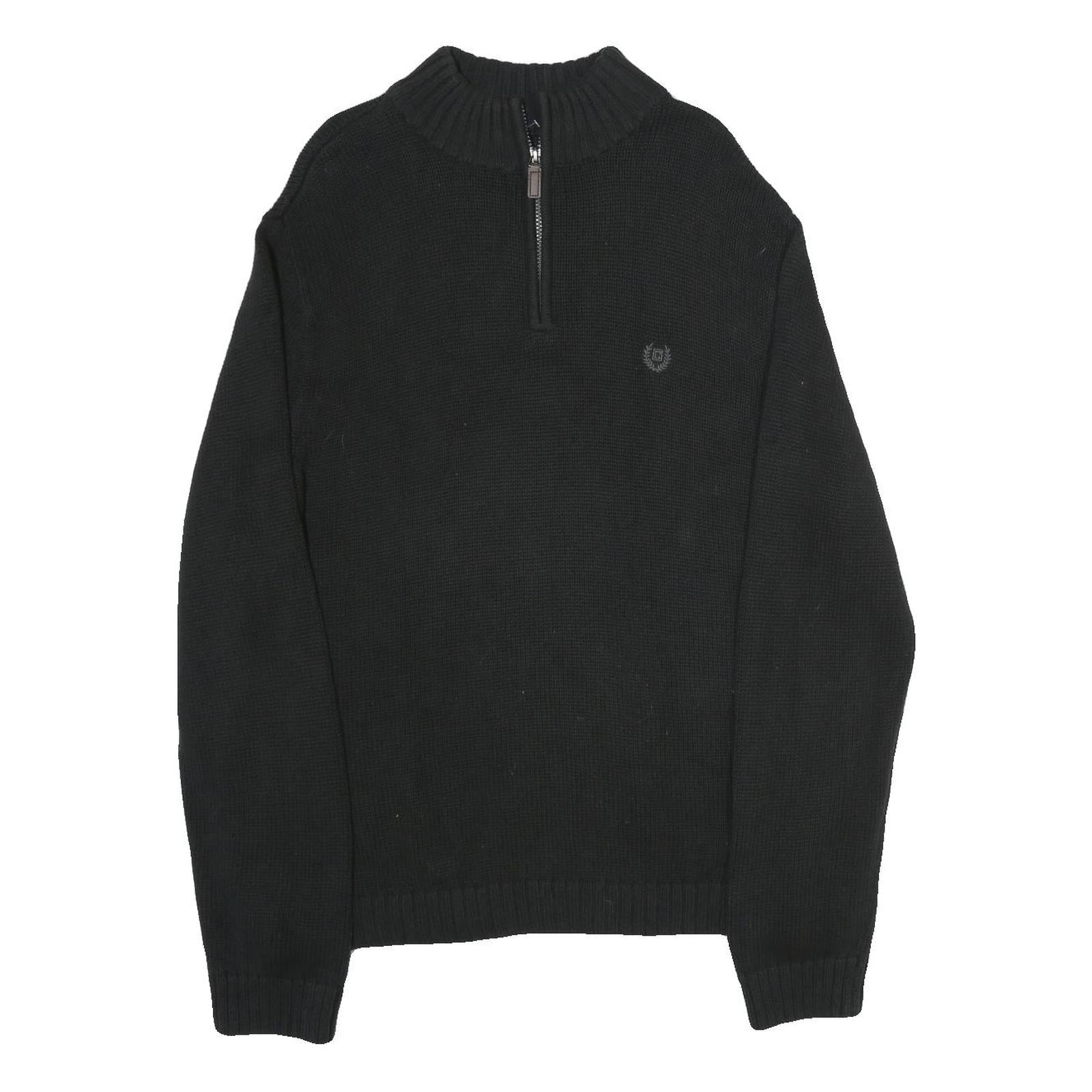 CHAPS Mens Black Cotton Blend Pullover Jumper XL Ribbed Collar Embroidered Logo Refurbished - N/A refurbished available on Cerqular