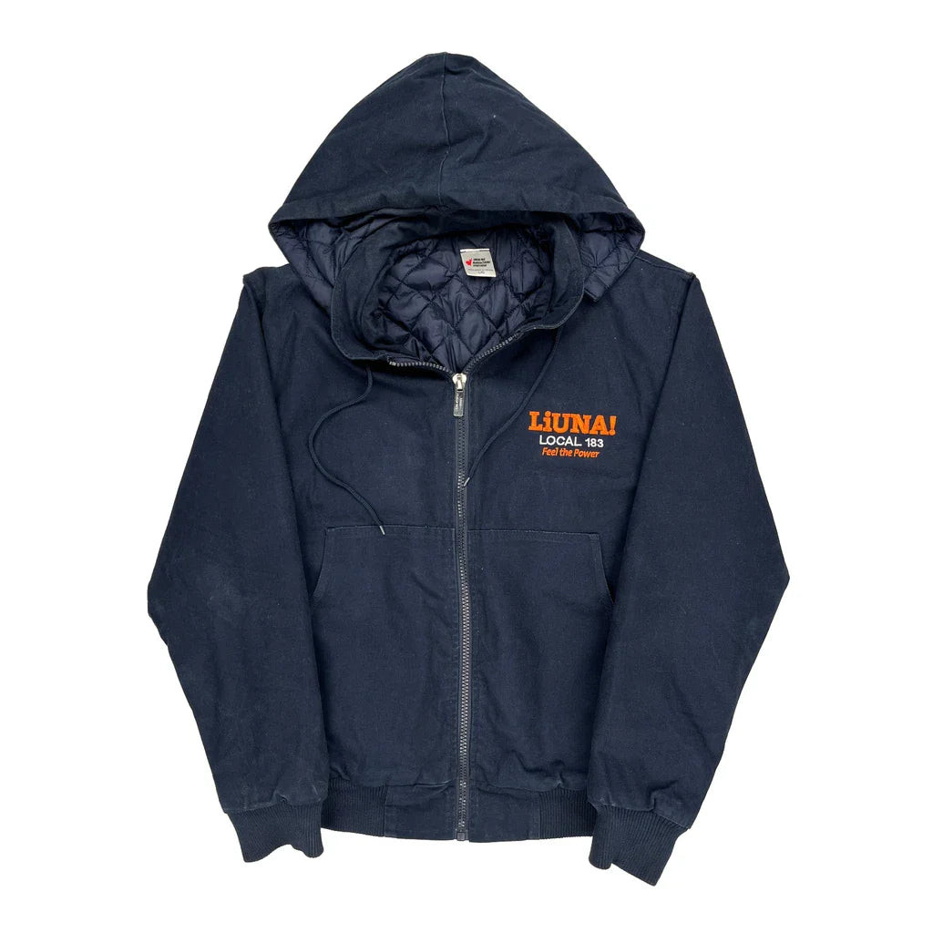 Local 183 Union Pro Jacket - Large Navy Cotton Refurbished - Thrifted (note: this is a term often used to describe second- refurbished available on Cerqular