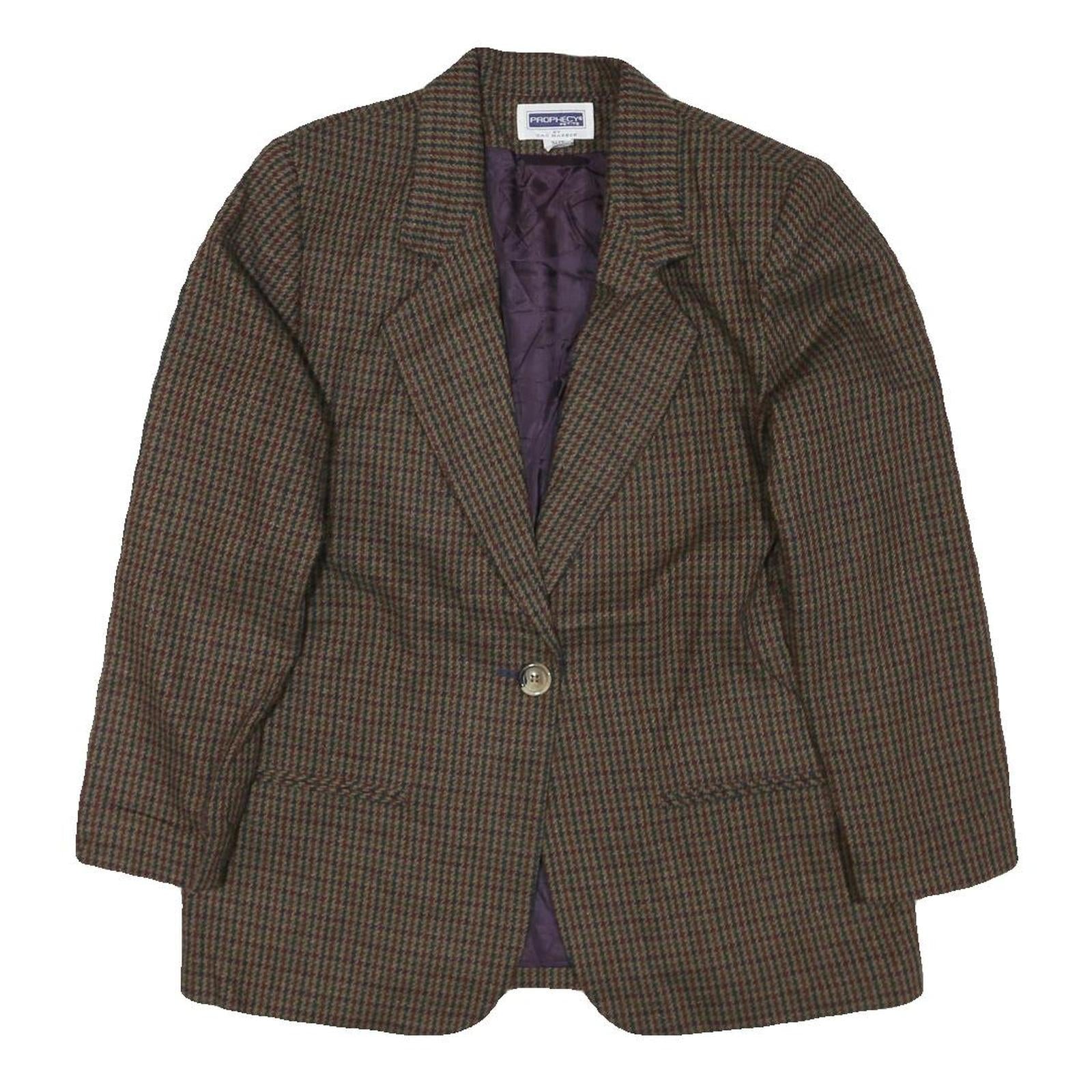 PROPHECY Womens Brown & Green Checked Jacket UK 12 Cotton Blend Classic Blazer Refurbished - N/A refurbished available on Cerqular