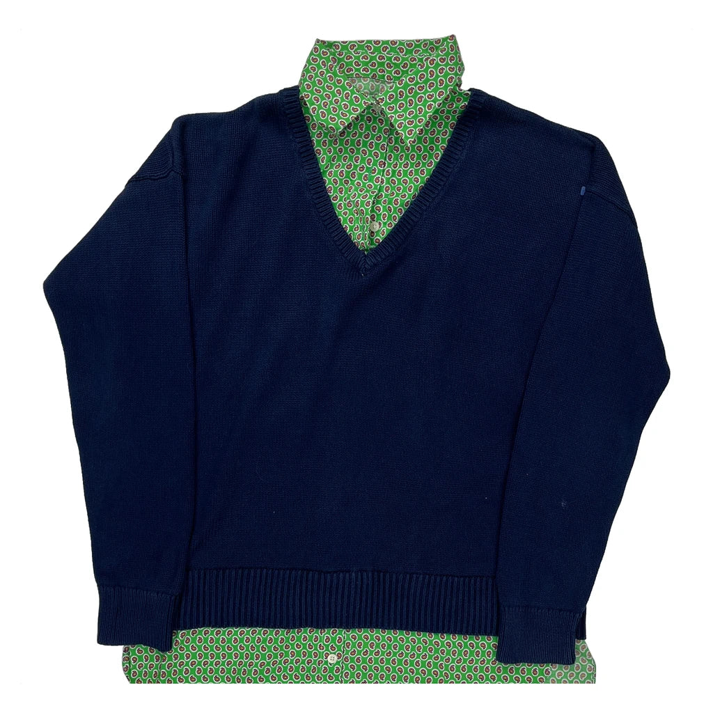 Ralph Lauren Jumper - Medium Blue Cotton Refurbished - Thrifted (note: this is a term often used to describe second- refurbished available on Cerqular