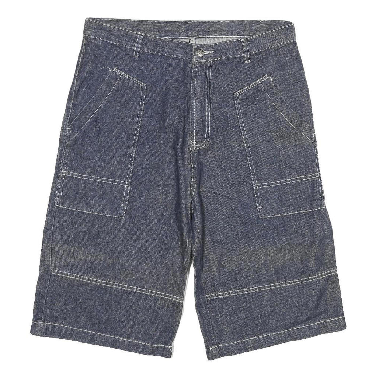 Womens Denim Blue Cotton Blend Casual Shorts XL W32 Large Pockets Relaxed Fit Refurbished - N/A refurbished available on Cerqular