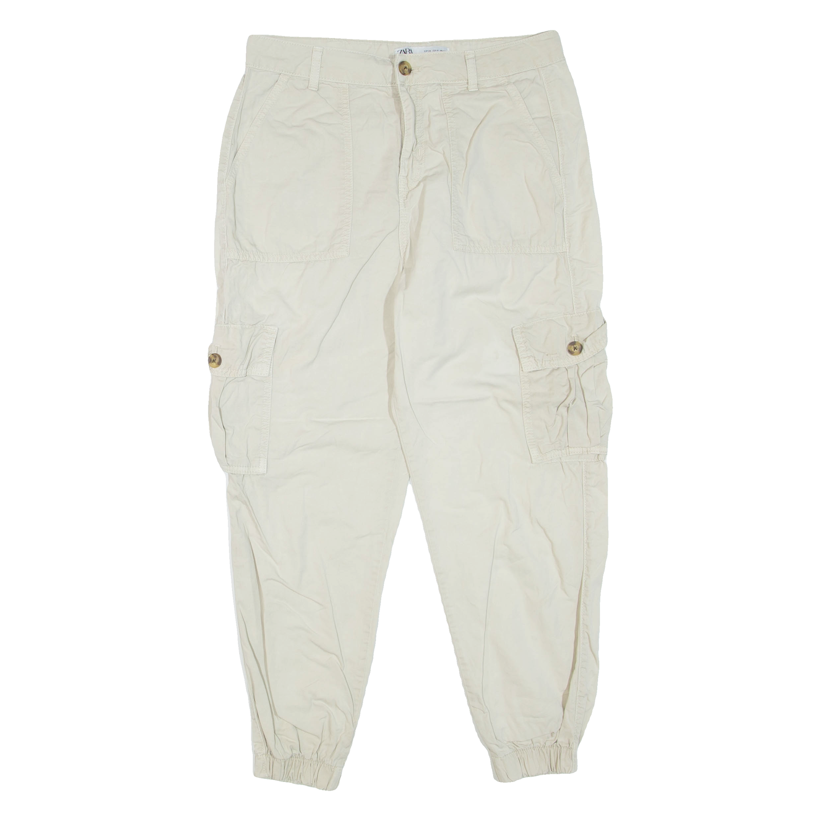 ZARA Cargo Womens Trousers Beige Regular Tapered W30 L25 Refurbished - N/A refurbished available on Cerqular