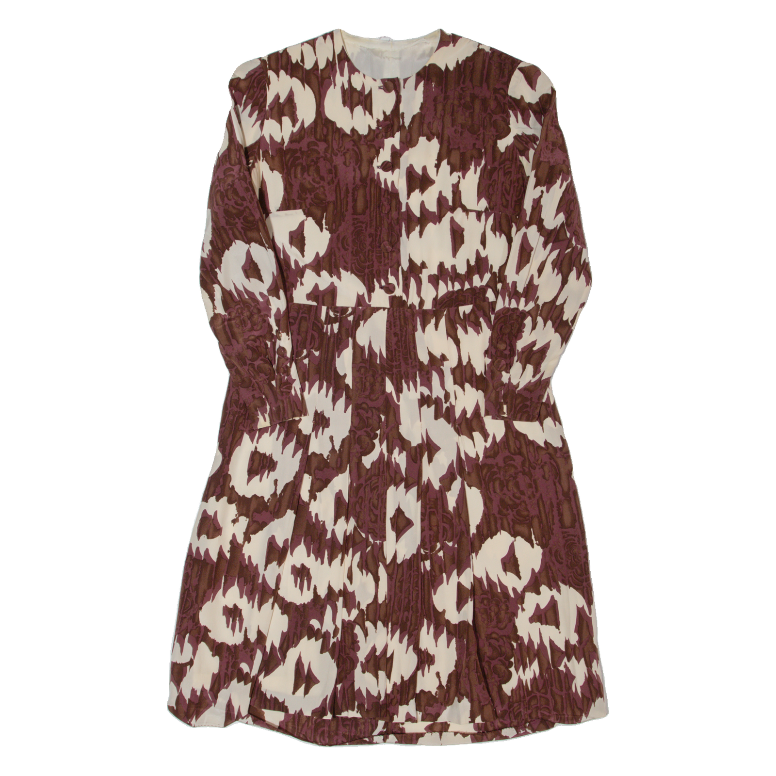 Womens A-Line Dress Brown 90s Crazy Pattern Long Sleeve Knee Length L Refurbished - N/A refurbished available on Cerqular