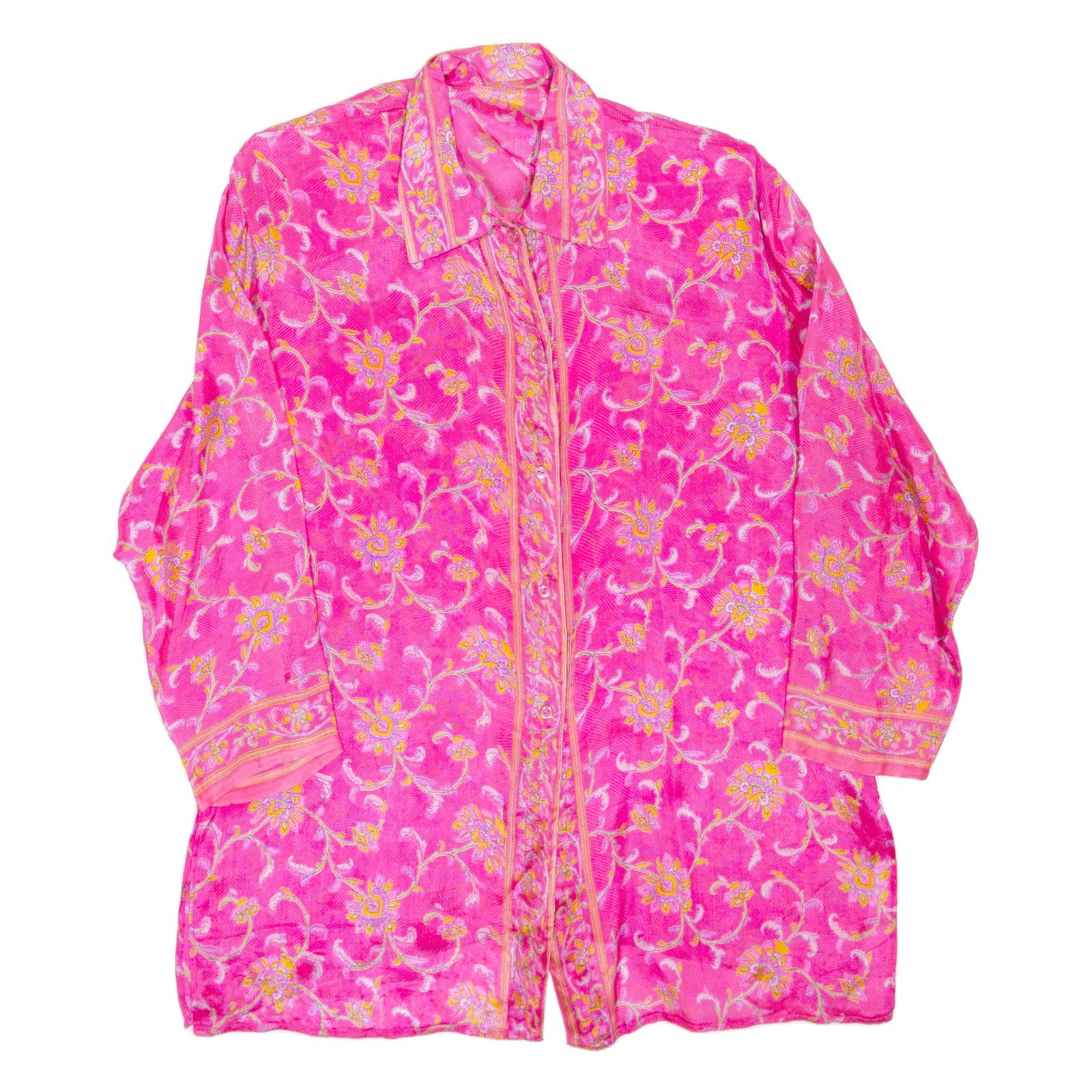 Sheer Womens Printed Shirt Pink Collared Long Sleeve Floral XL Refurbished - N/A refurbished available on Cerqular