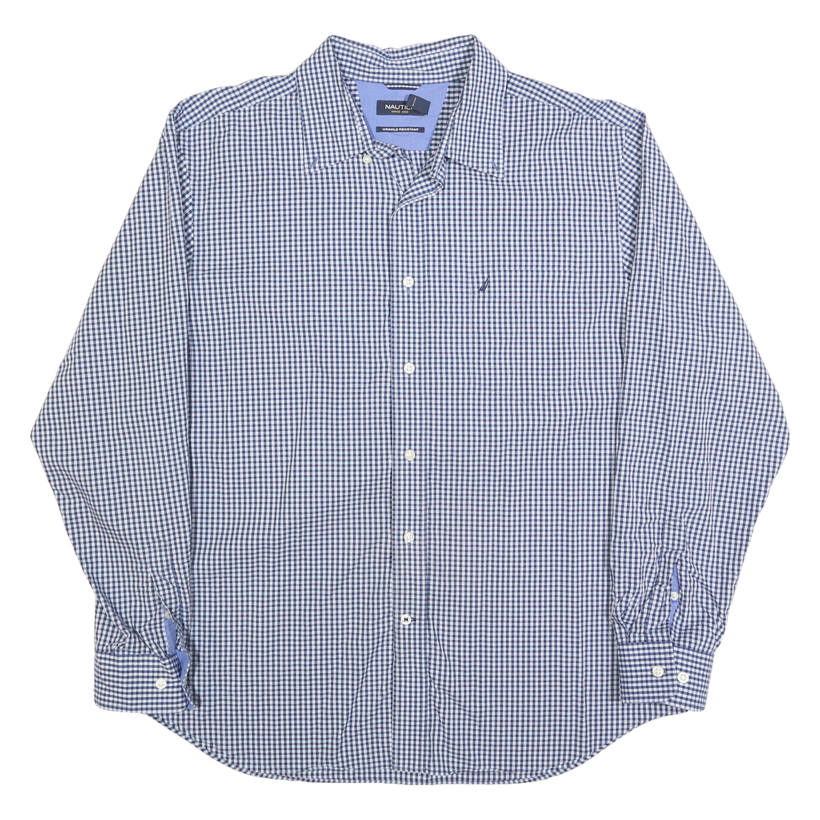 NAUTICA Mens Blue & White Check Shirt XL Wrinkle Resistant Casual Classic Fit Refurbished - N/A refurbished available on Cerqular