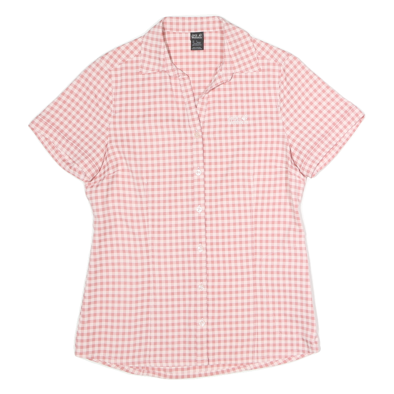 JACK WOLFSKIN Womens Pink & White Check Outdoor Casual Button Shirt S Polyester Refurbished - N/A refurbished available on Cerqular