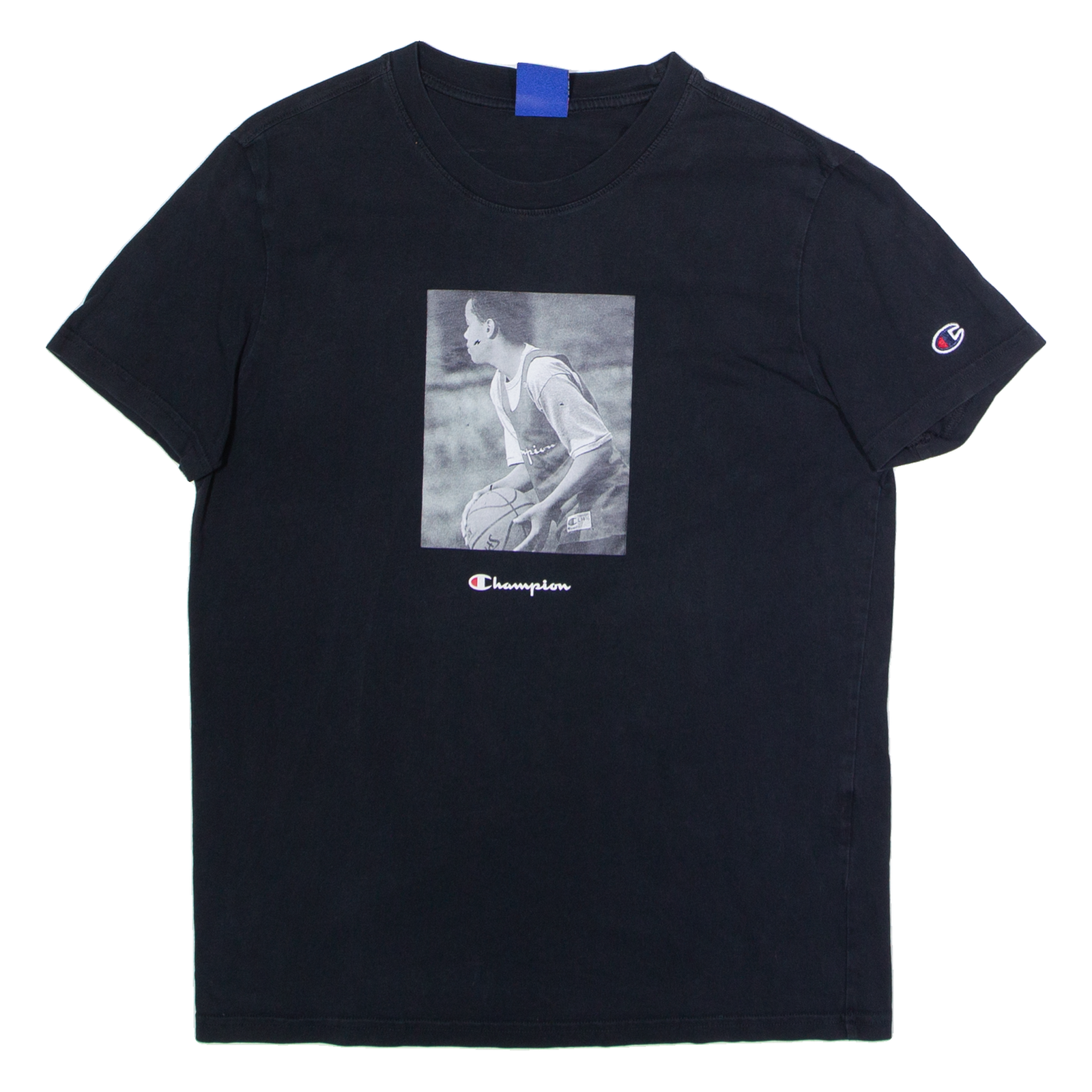 CHAMPION Basketball Photo Mens T-Shirt Black Crew Neck S Refurbished - N/A refurbished available on Cerqular