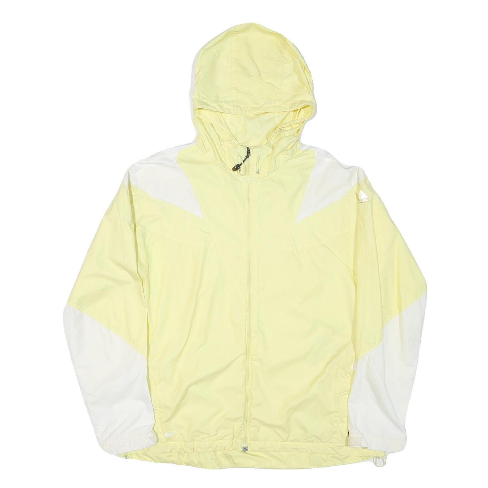 NIKE Womens Yellow & White Colourblock Hooded Jacket 2XL Polyester Blend Zip Refurbished - N/A refurbished available on Cerqular