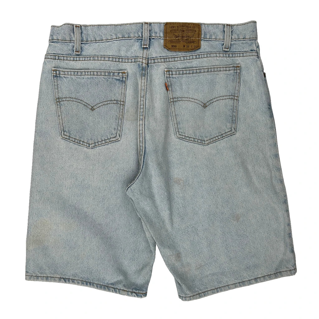 Levis Denim Shorts - 32W 10L Light Wash Denim Refurbished - Thrifted (note: this is a term often used to describe second- refurbished available on Cerqular