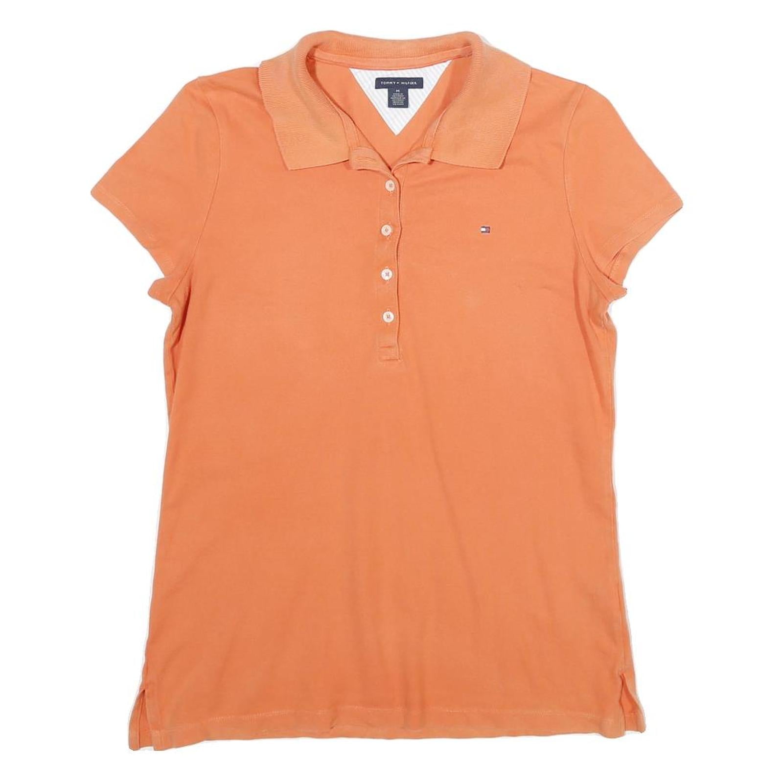 TOMMY HILFIGER Mens Orange Short Sleeve Plain M Polo Shirt Cotton Casual Refurbished - N/A refurbished available on Cerqular