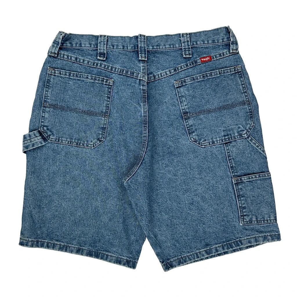 Wrangler Carpenter Shorts - 34W 10L Blue Cotton Refurbished - Thrifted (note: this is a term often used to describe second- refurbished available on Cerqular