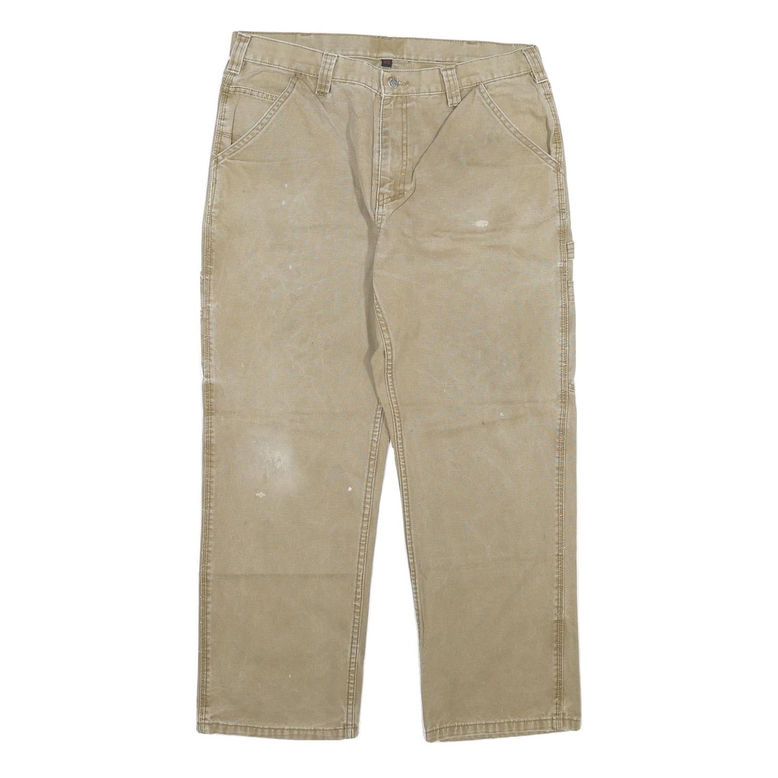 DICKIES Mens Beige Regular Fit Straight Denim W36 L30 Zip Cotton Blend Workwear Refurbished - N/A refurbished available on Cerqular