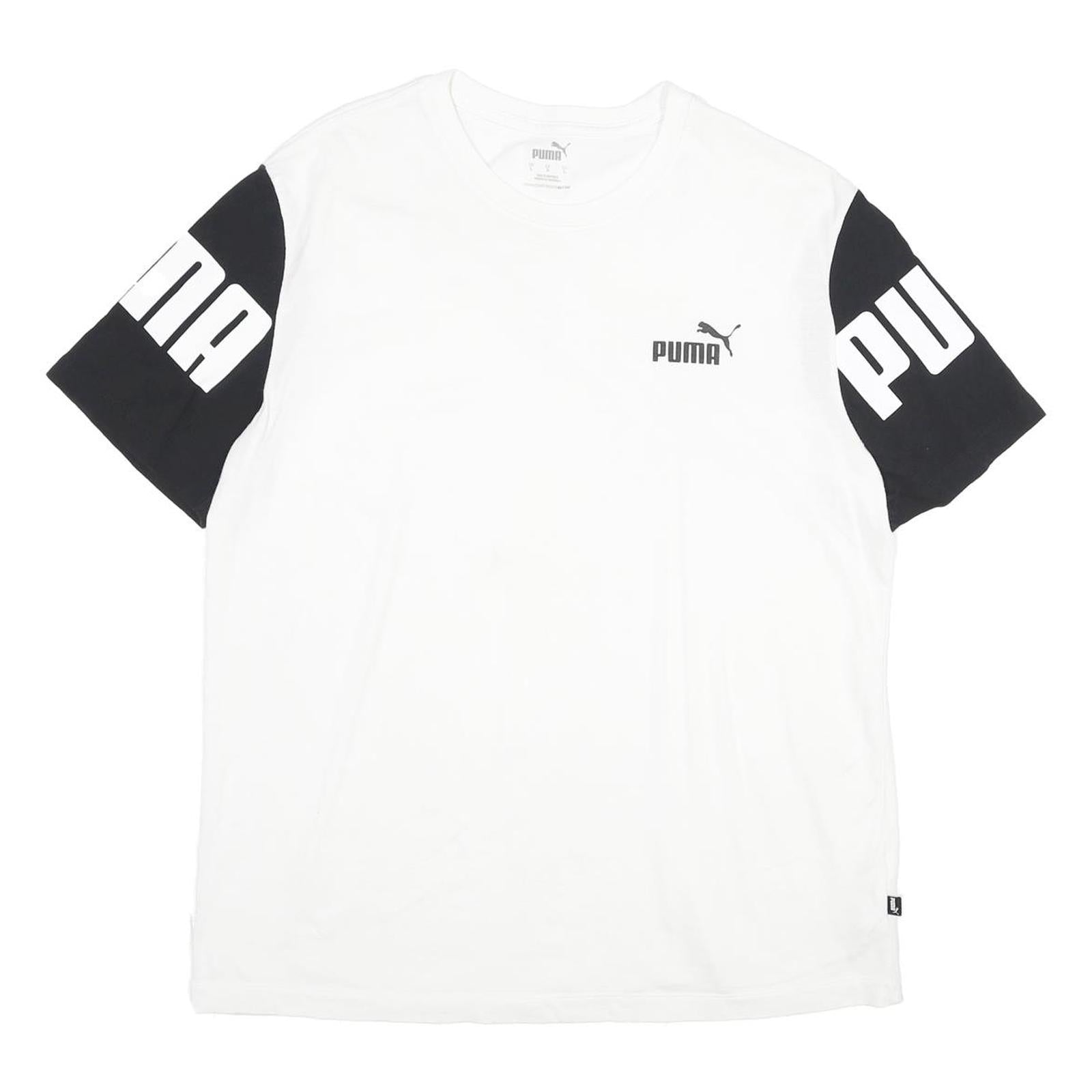 PUMA Mens White & Black Logo Print T-Shirt L Short Sleeve Crew Neck Graphic Refurbished - N/A refurbished available on Cerqular