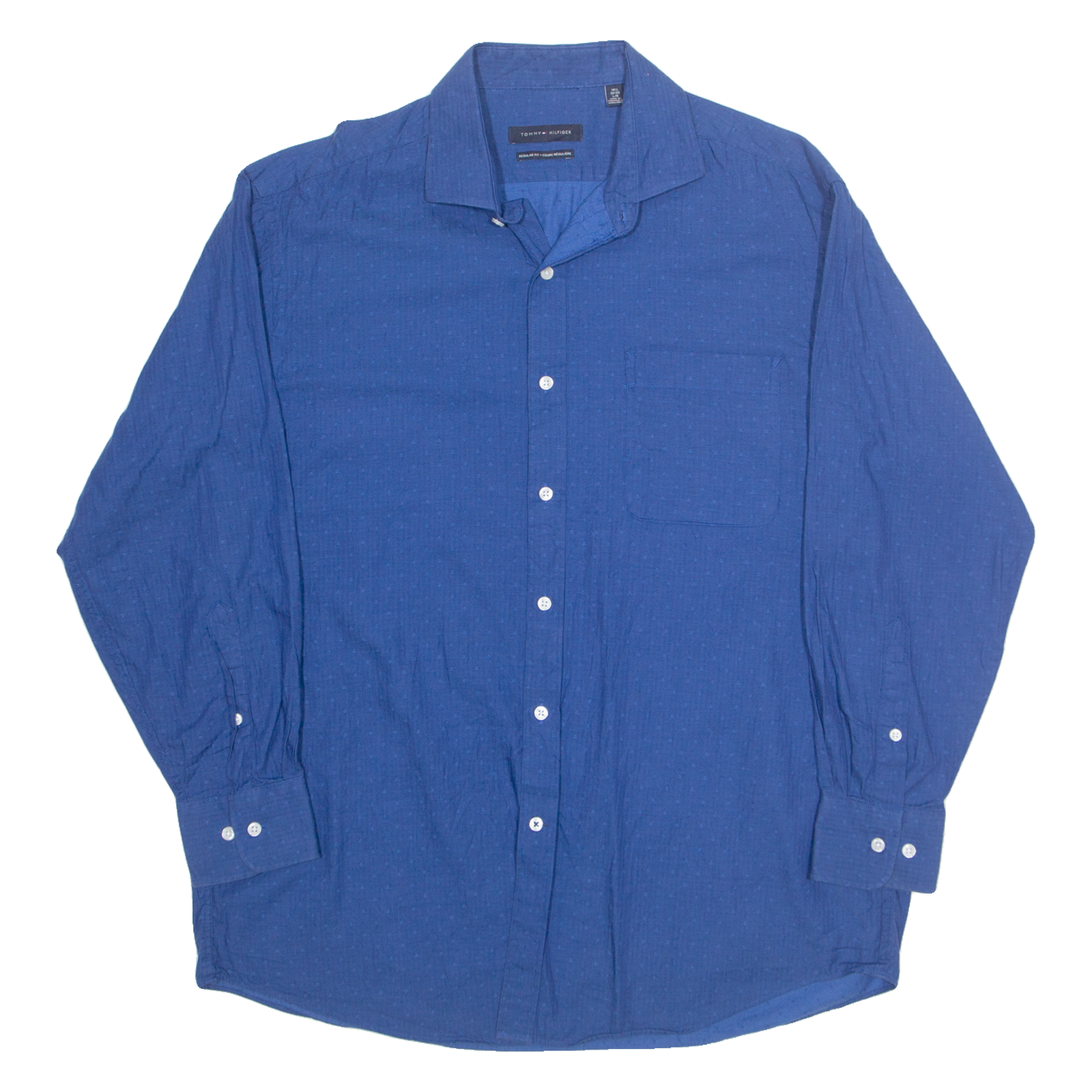 TOMMY HILFIGER Mens Shirt Blue Spotted Long Sleeve L Refurbished - N/A refurbished available on Cerqular