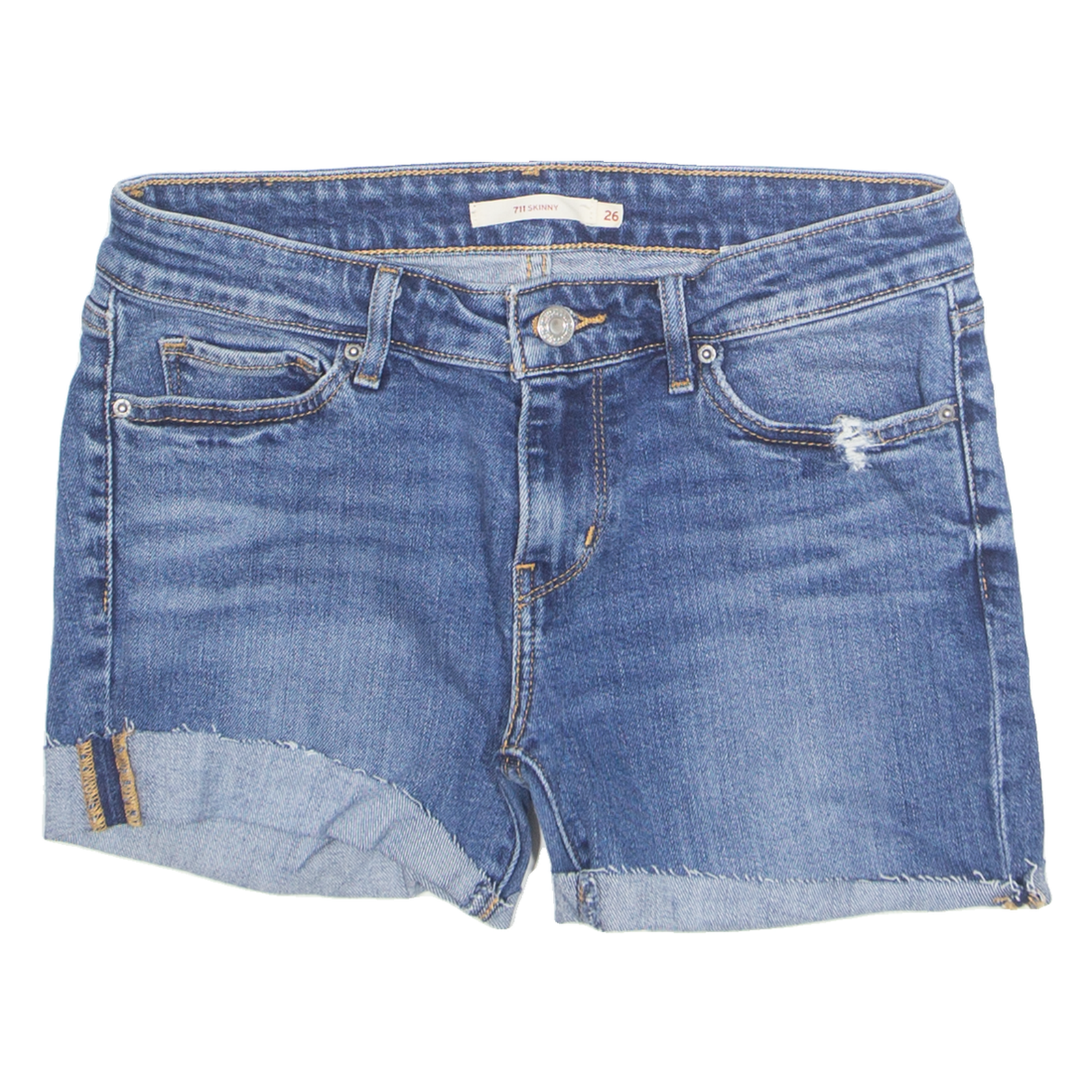 LEVI'S 711 Cut Off Womens Denim Shorts Blue Slim XS W26 Refurbished - N/A refurbished available on Cerqular
