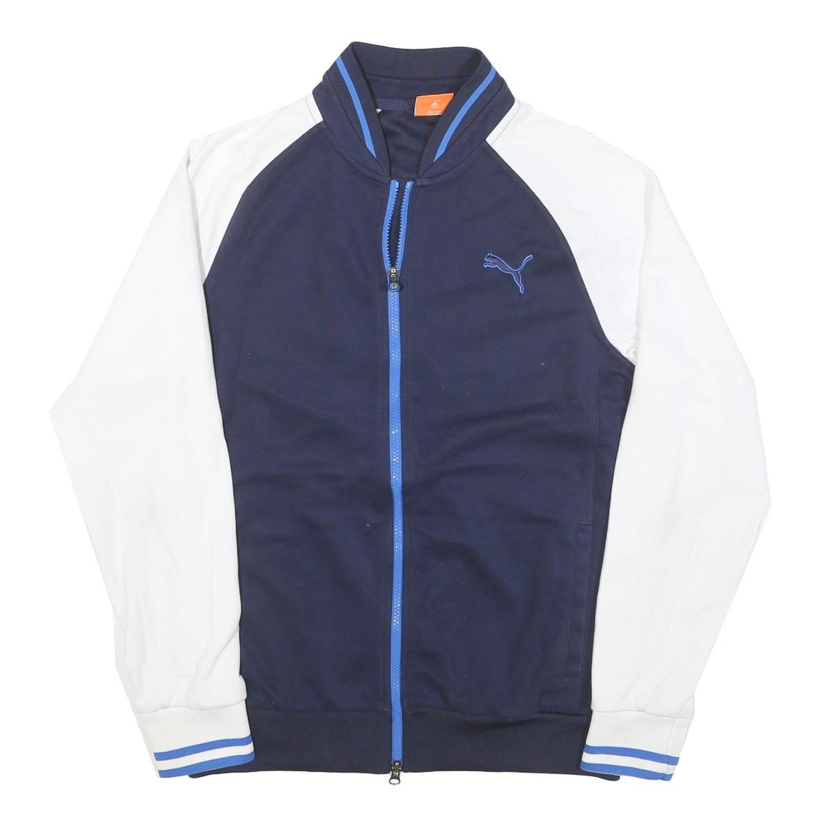 PUMA Mens Navy & White Track Jacket M Polyester Blend Plain Zip Sports Refurbished - N/A refurbished available on Cerqular