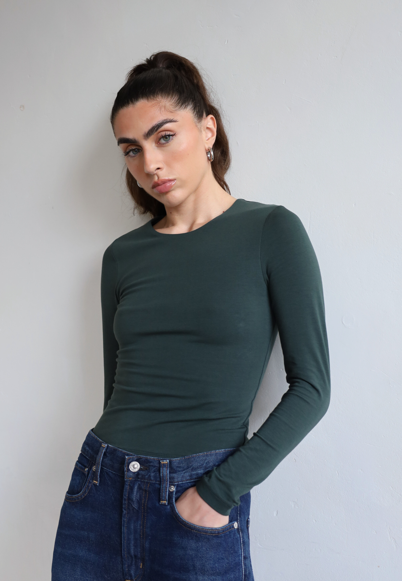 Organic Cotton Crew Long Sleeve T-Shirt, Forest Green | Size: XXL Refurbished - N/A (Note: It's possible that "Pantee" refurbished available on Cerqular