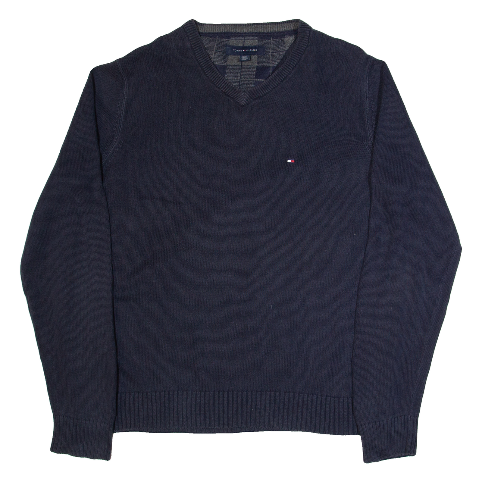 TOMMY HILFIGER Mens Jumper Blue V-Neck Tight Knit M Refurbished - N/A refurbished available on Cerqular