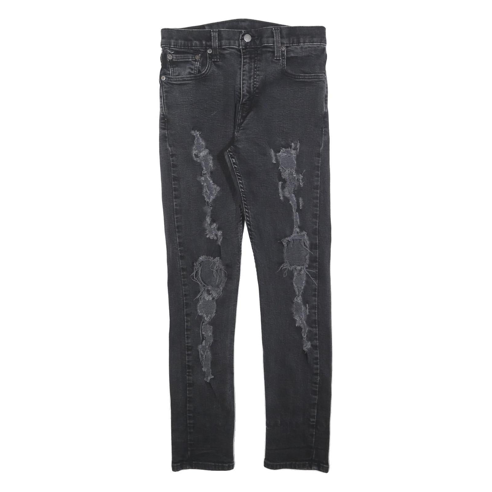 LEVI'S 512 Tapered Mens Jeans Black Slim Tapered Denim W30 L34 Distressed Refurbished - N/A refurbished available on Cerqular