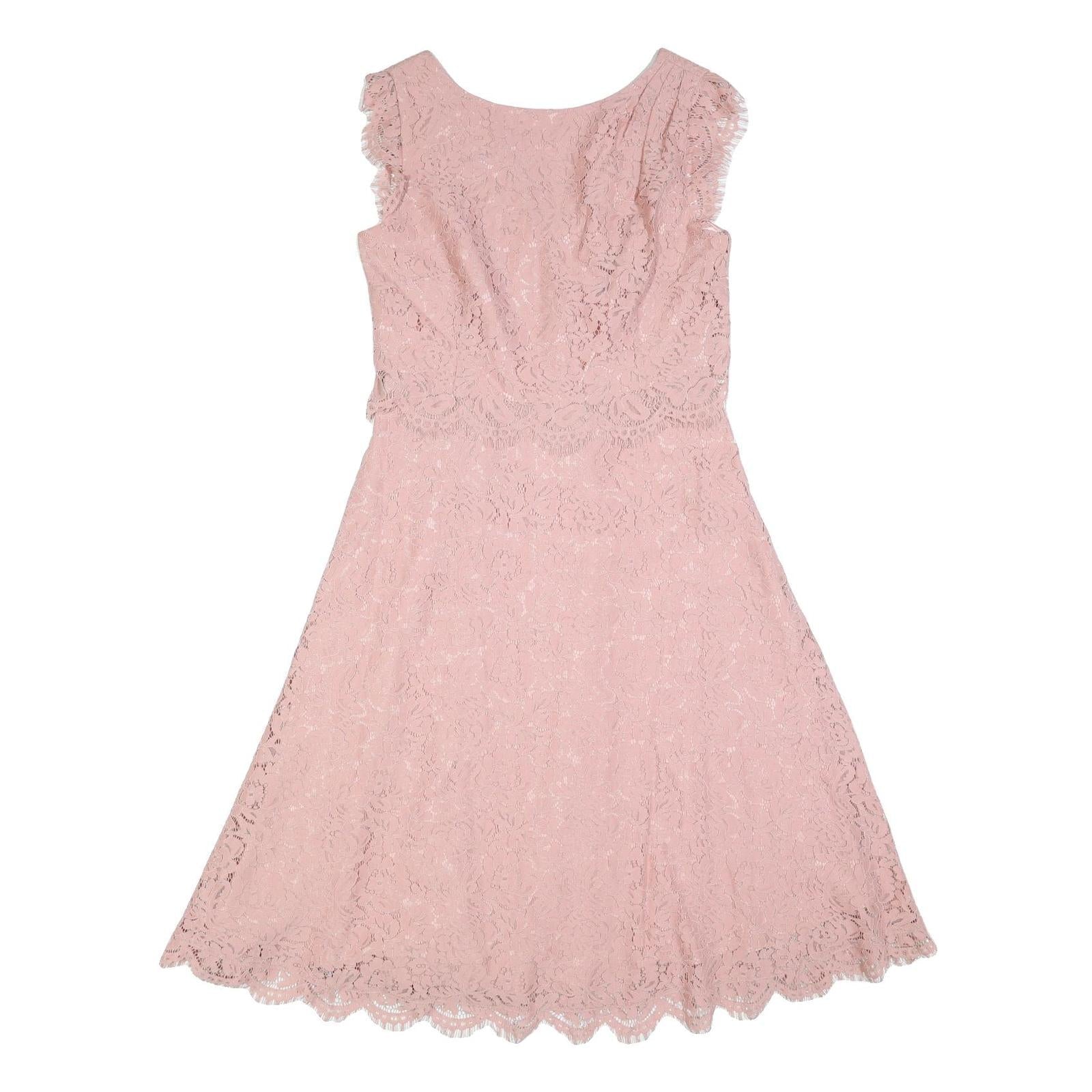 JENNY PACKHAM Womens Pink Lace Fit & Flare Midi Dress UK 12 Elegant Overlay Refurbished - N/A refurbished available on Cerqular