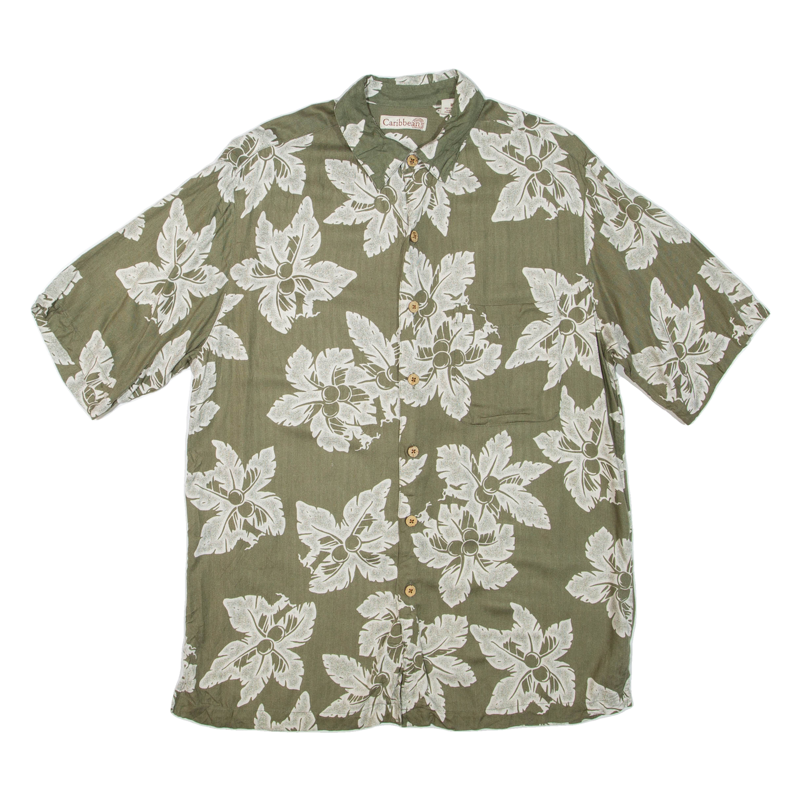 CARIBBEAN Mens Hawaiian Shirt Green Floral M Refurbished - N/A refurbished available on Cerqular