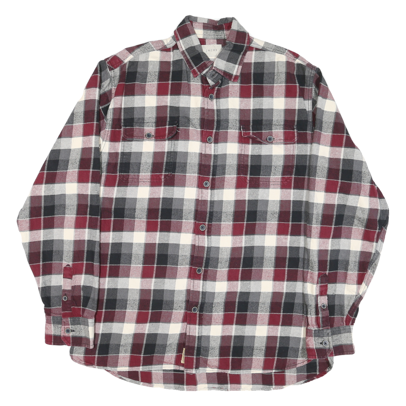 JACHS Mens Red & Black Check Shirt M Cotton Blend Long Sleeve Casual Refurbished - N/A refurbished available on Cerqular