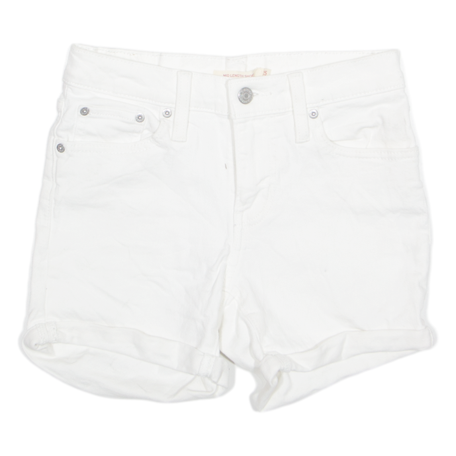 LEVI'S High Waist Turn Up Womens Denim Shorts White S W26 Refurbished - N/A refurbished available on Cerqular