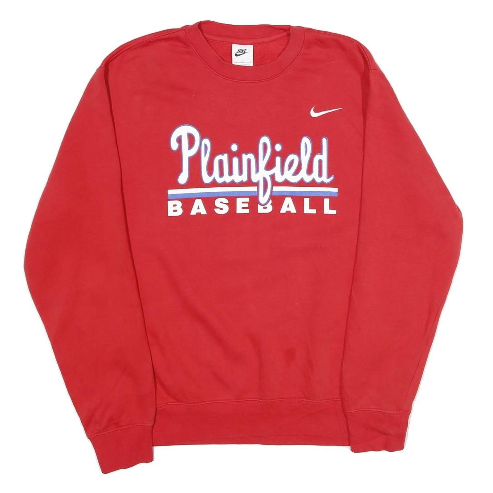 NIKE Mens Red Plainfield Baseball Crew Neck L Sweatshirt Cotton Blend Refurbished - N/A refurbished available on Cerqular