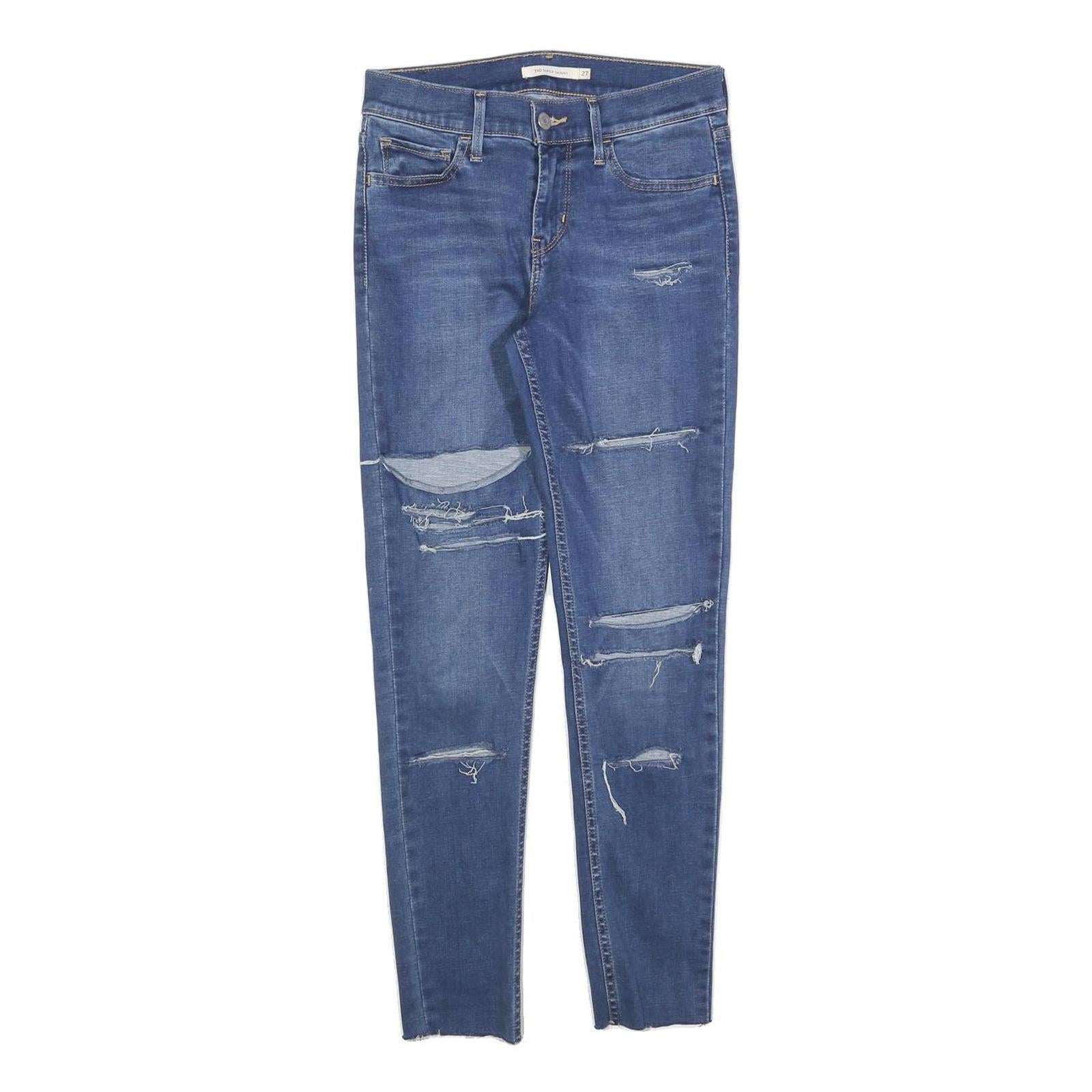 LEVI'S 710 Womens Jeans Blue Slim Skinny Denim Ripped W27 L26 Skinny Fit Refurbished - N/A refurbished available on Cerqular
