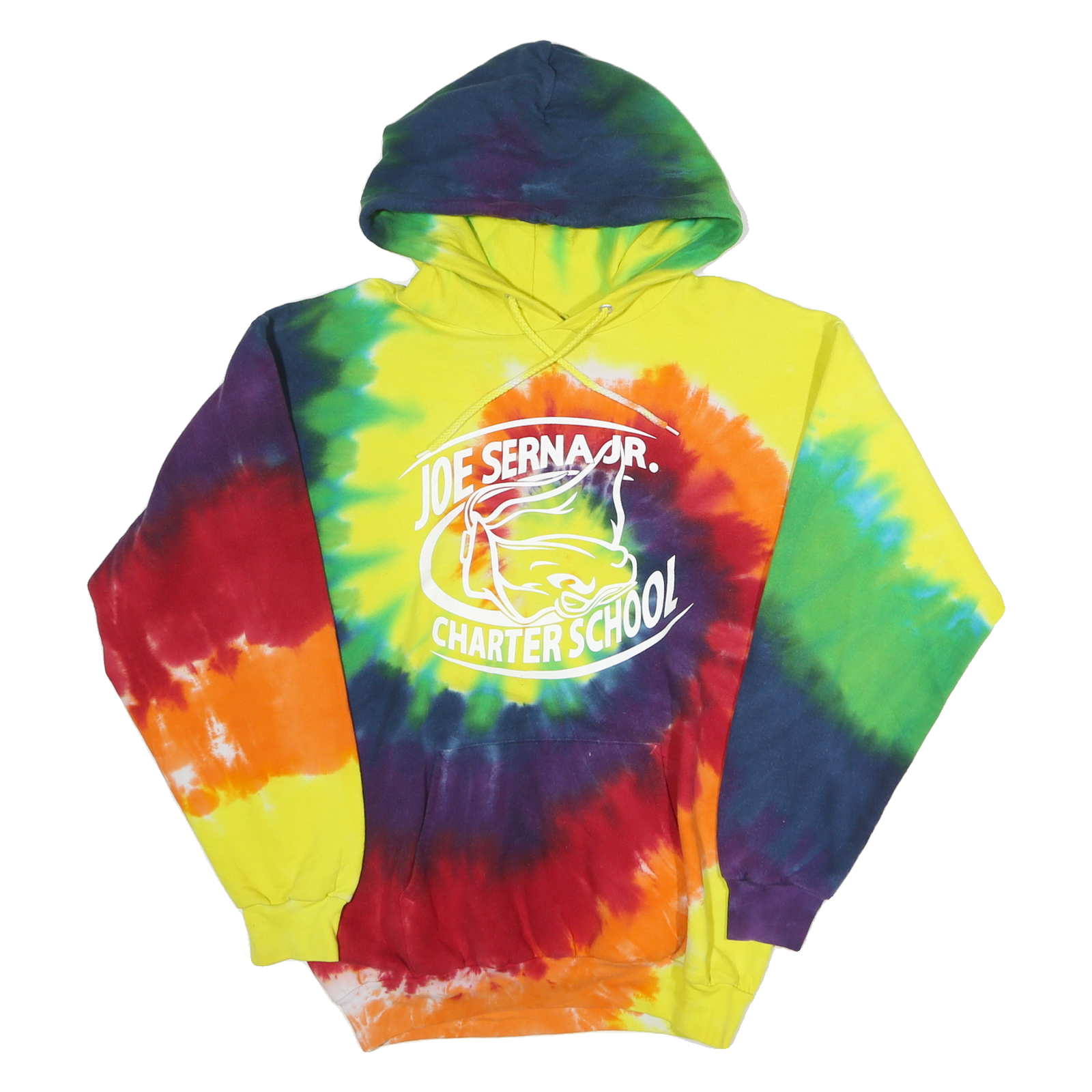 PORT & COMPANY Mens Yellow & Multi Tie Dye Hoodie M Joe Serna Jr Charter School Refurbished - N/A refurbished available on Cerqular