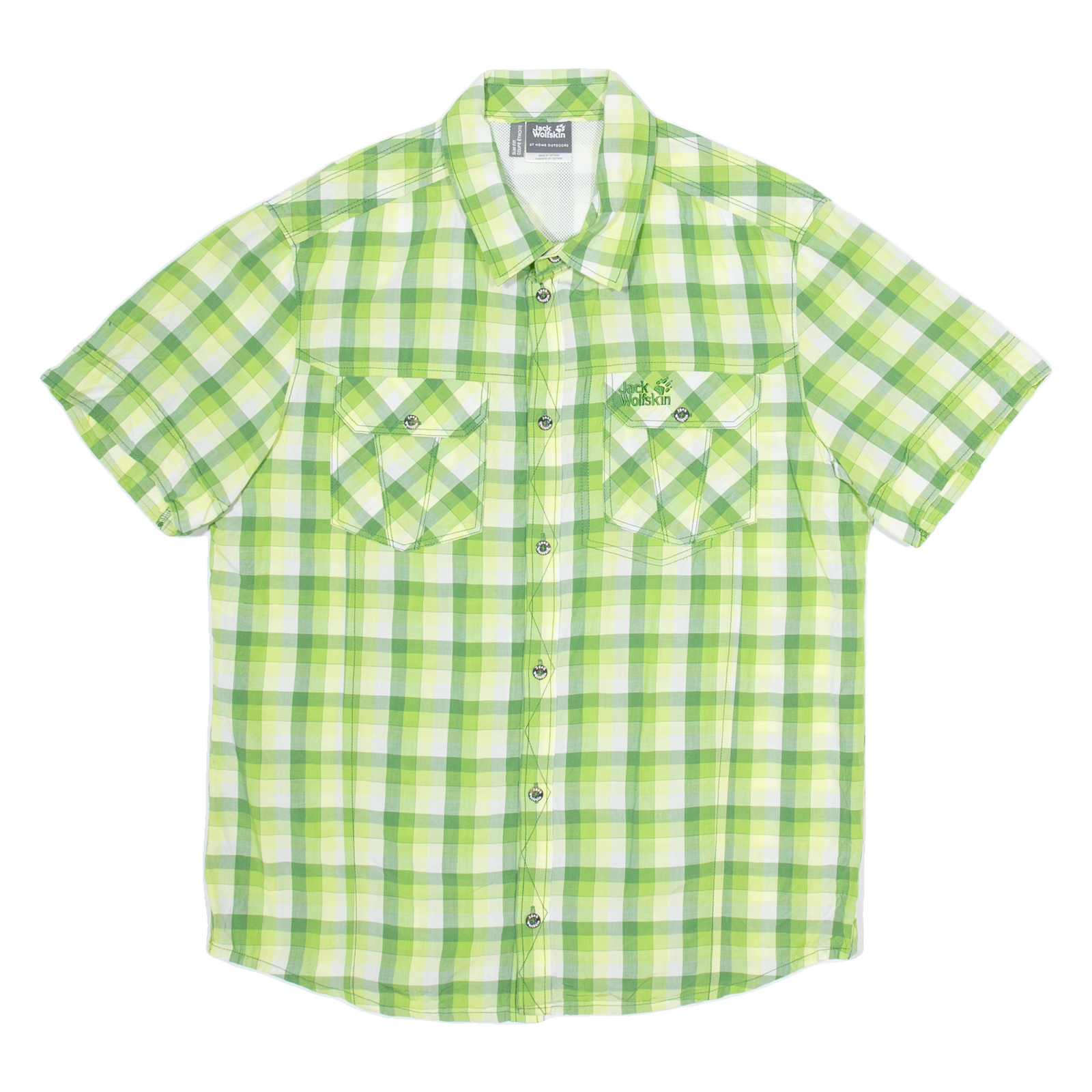 JACK WOLFSKIN Slim Fit Mens Shirt Green Check XL Refurbished - N/A refurbished available on Cerqular