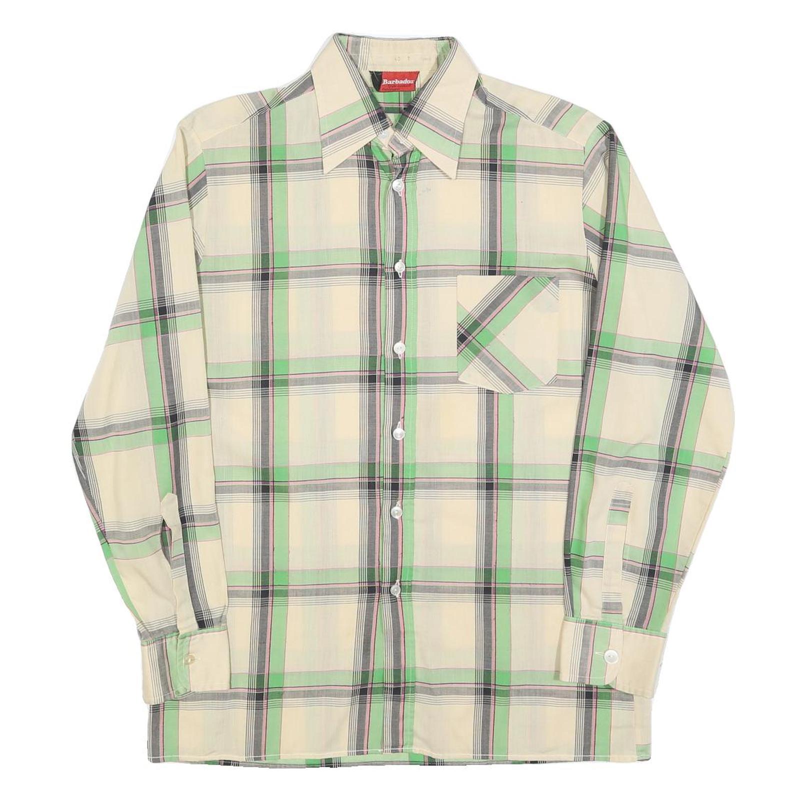 Buy BARBADOS Mens Cream & Green Check Shirt L Cotton Blend Casual Long Sleeve Refurbished - $32.49 BARBADOS Mens Cream & Green Check Shirt L Cotton Blend Casual Long Sleeve Refurbished - N/A refurbished available on Cerqular