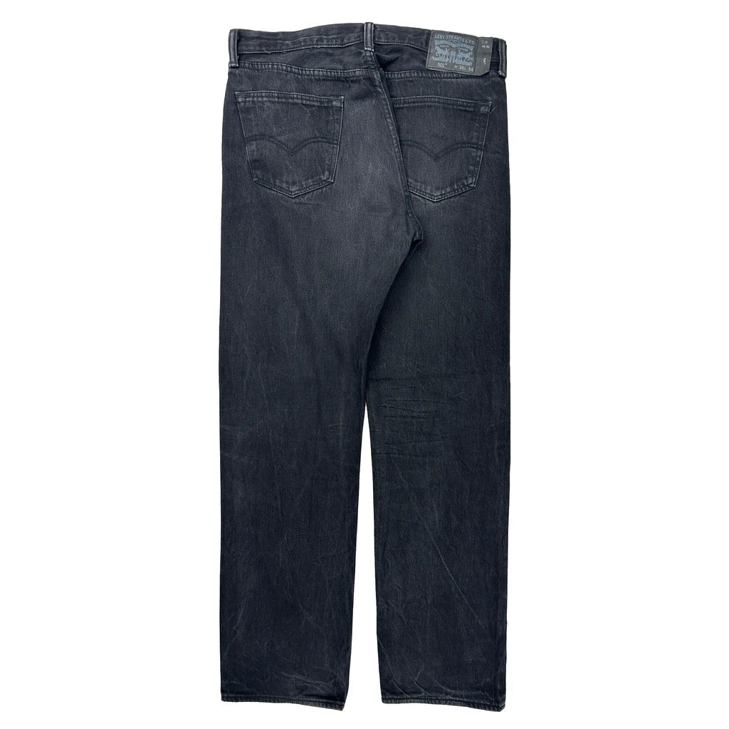 501 Levis Jeans - 34W 30L Black Cotton Refurbished - Thrifted (note: this is a term often used to describe second- refurbished available on Cerqular