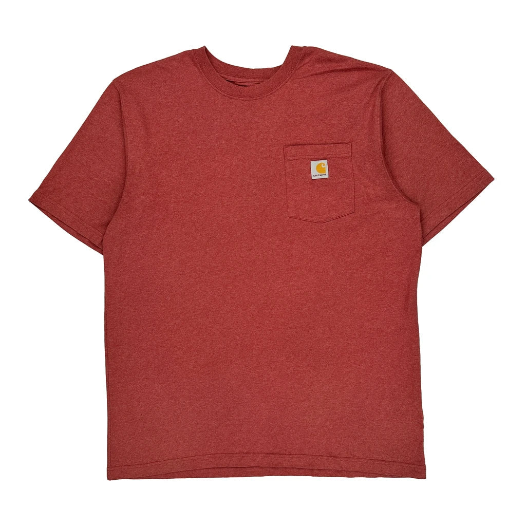 Carhartt T-Shirt - Large Red Cotton Refurbished - Thrifted (note: this is a term often used to describe second- refurbished available on Cerqular