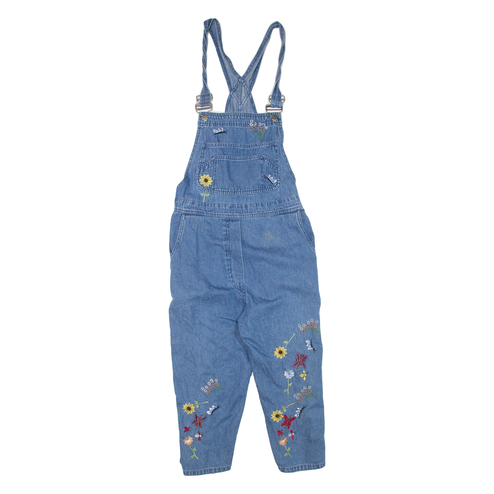 Womens Jumpsuit Blue Floral Tapered Denim S Refurbished - N/A refurbished available on Cerqular