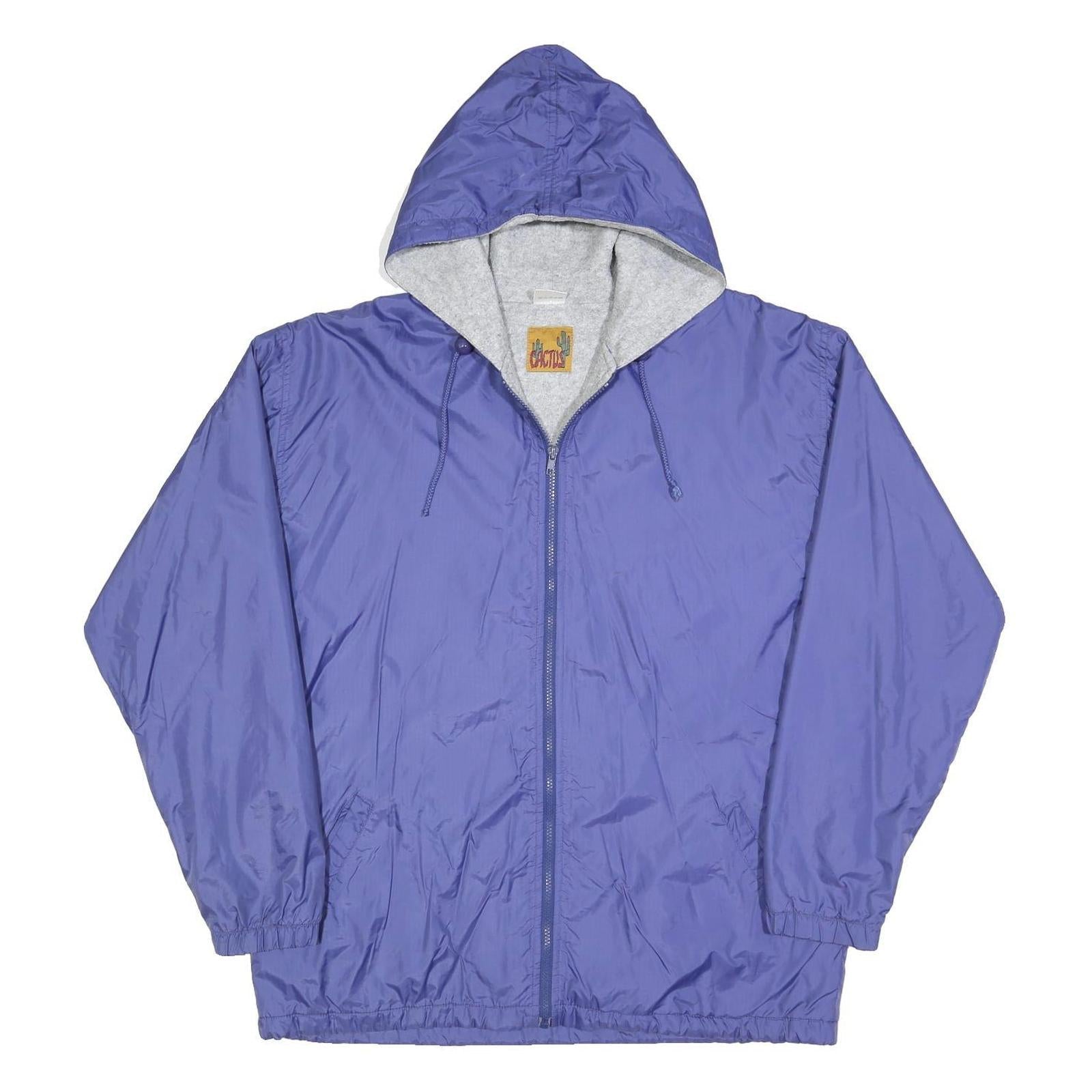 CACTUS Womens Blue Hooded Zip Jacket L Polyester Blend Plain Artistic Fish Print Refurbished - N/A refurbished available on Cerqular