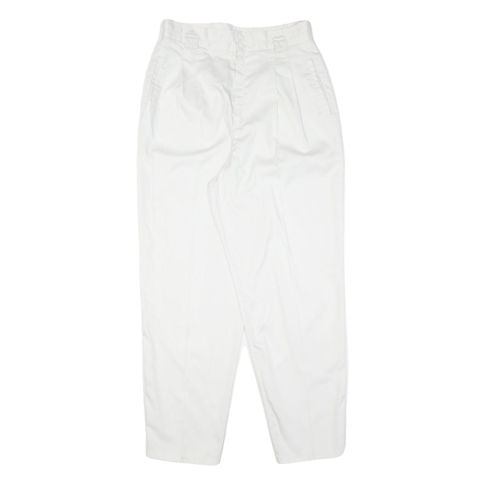 White Womens Regular Fit Cotton Blend Zip Trousers W30 L30 Stylish Lightweight Refurbished - N/A refurbished available on Cerqular
