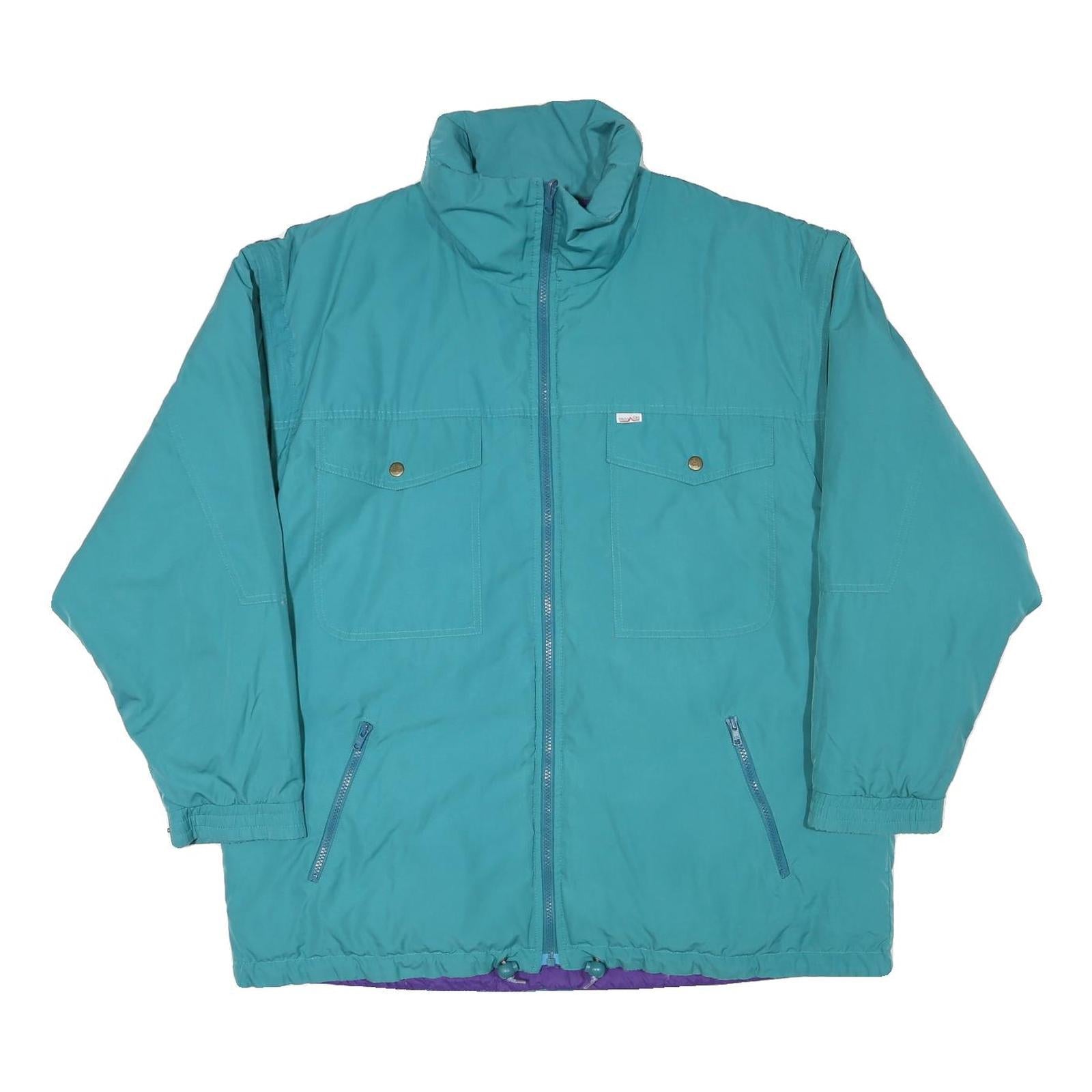 Mens Teal Zip Up Jacket XL Polyester Blend Plain Pocketed Casual Outerwear Refurbished - N/A refurbished available on Cerqular