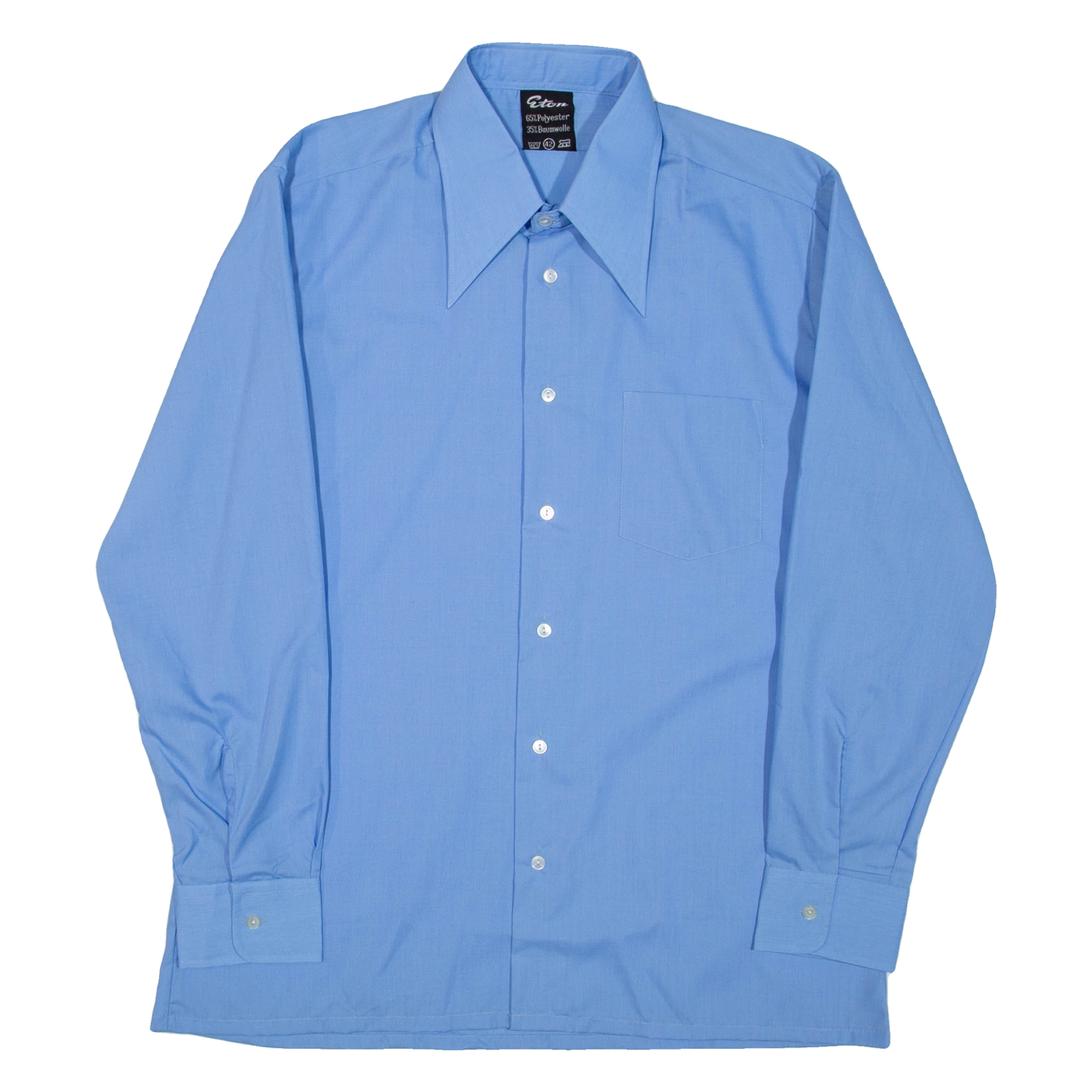 ETON Mens Plain Shirt Blue Long Sleeve L Refurbished - N/A refurbished available on Cerqular