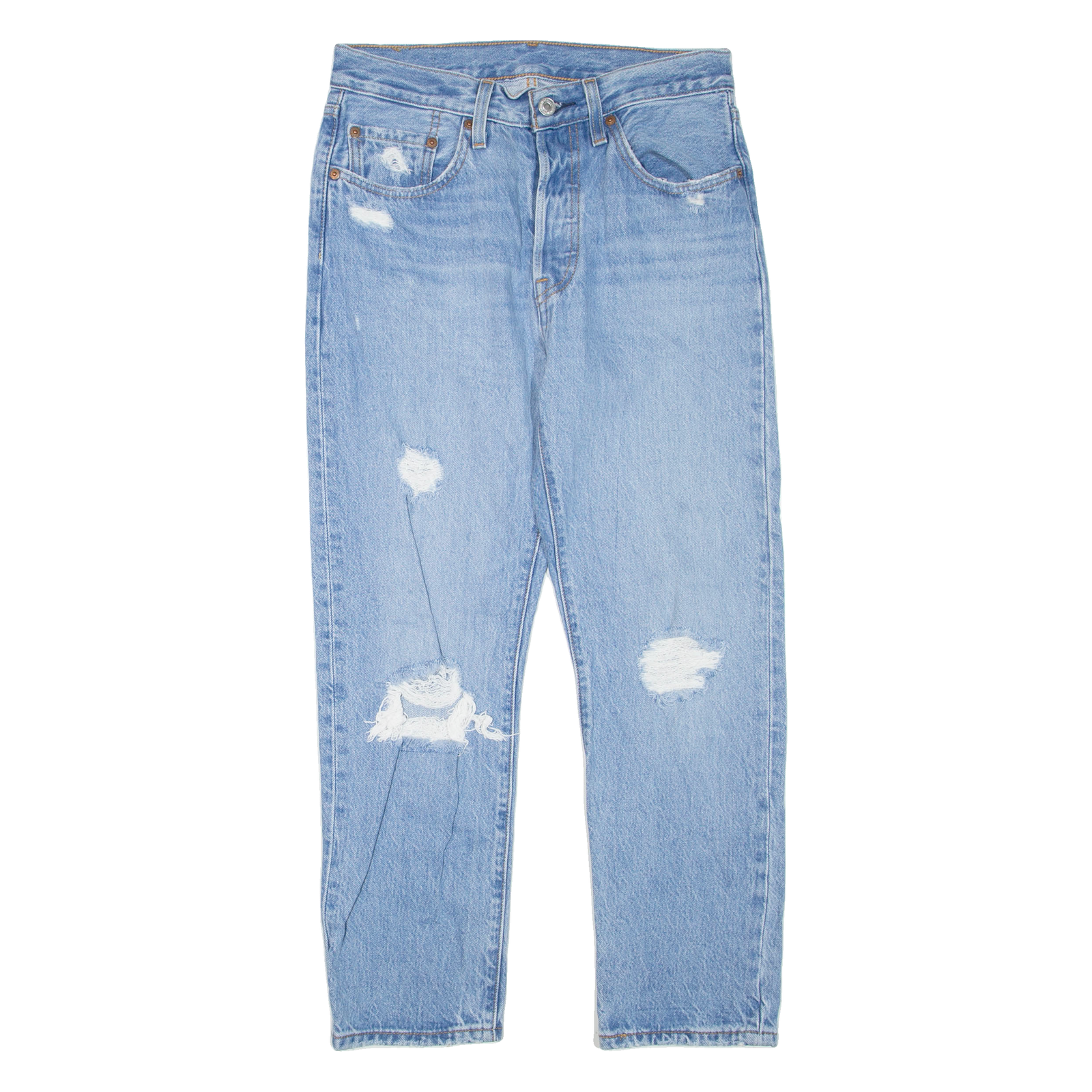 LEVI'S 501 Jeans Distressed Womens Blue Regular Straight W26 L26 Refurbished - N/A refurbished available on Cerqular