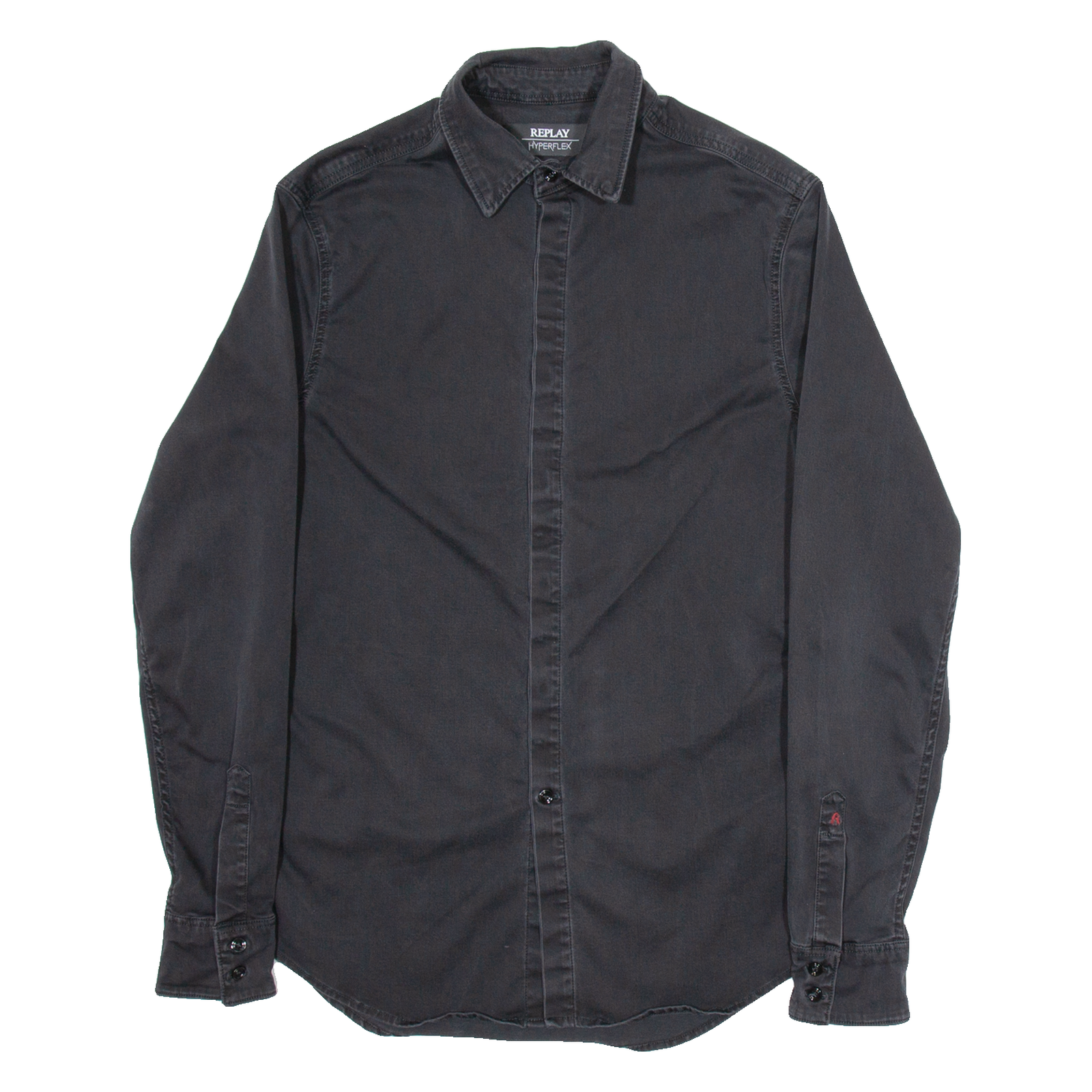 REPLAY Mens Plain Shirt Black Long Sleeve S Refurbished - N/A refurbished available on Cerqular