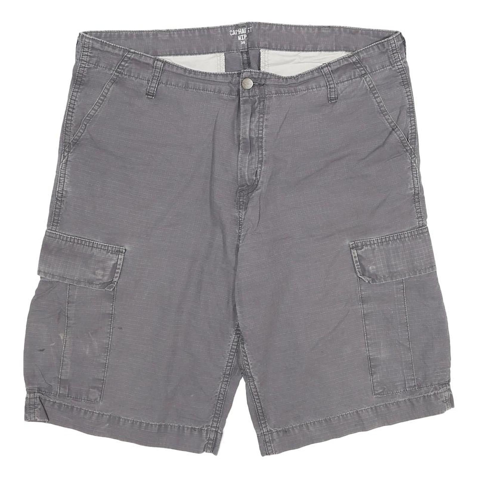 CARHARTT Mens Grey Cargo Shorts 2XL W36 Cotton Blend Workwear Utility Pockets Refurbished - N/A refurbished available on Cerqular