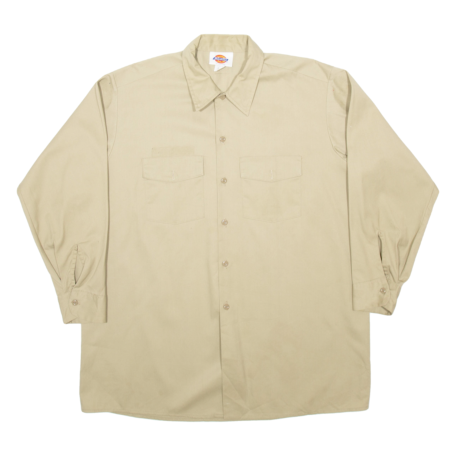 DICKIES Mens Plain Shirt Brown Long Sleeve 2XL Refurbished - N/A refurbished available on Cerqular