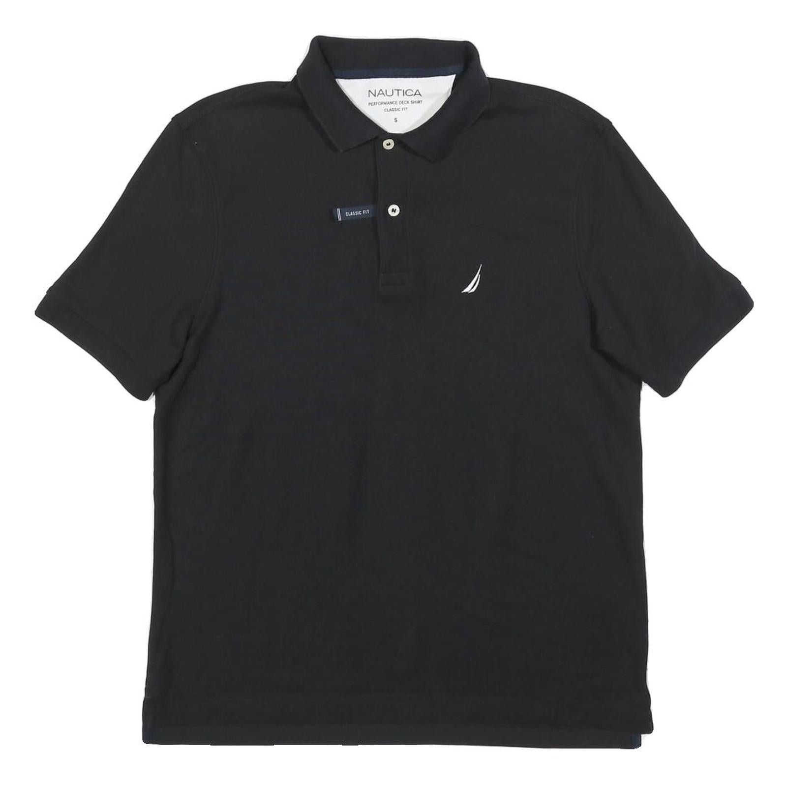 NAUTICA Mens Black Short Sleeve Plain Cotton Blend Polo Shirt S Classic Fit Refurbished - N/A refurbished available on Cerqular